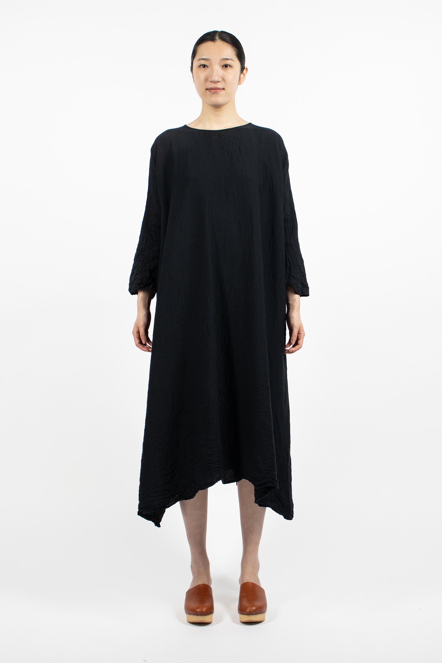Washed Round Neck Dress Black