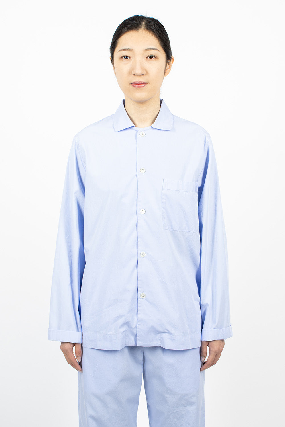 Poplin Pyjama Shirt Pale Clear Blue