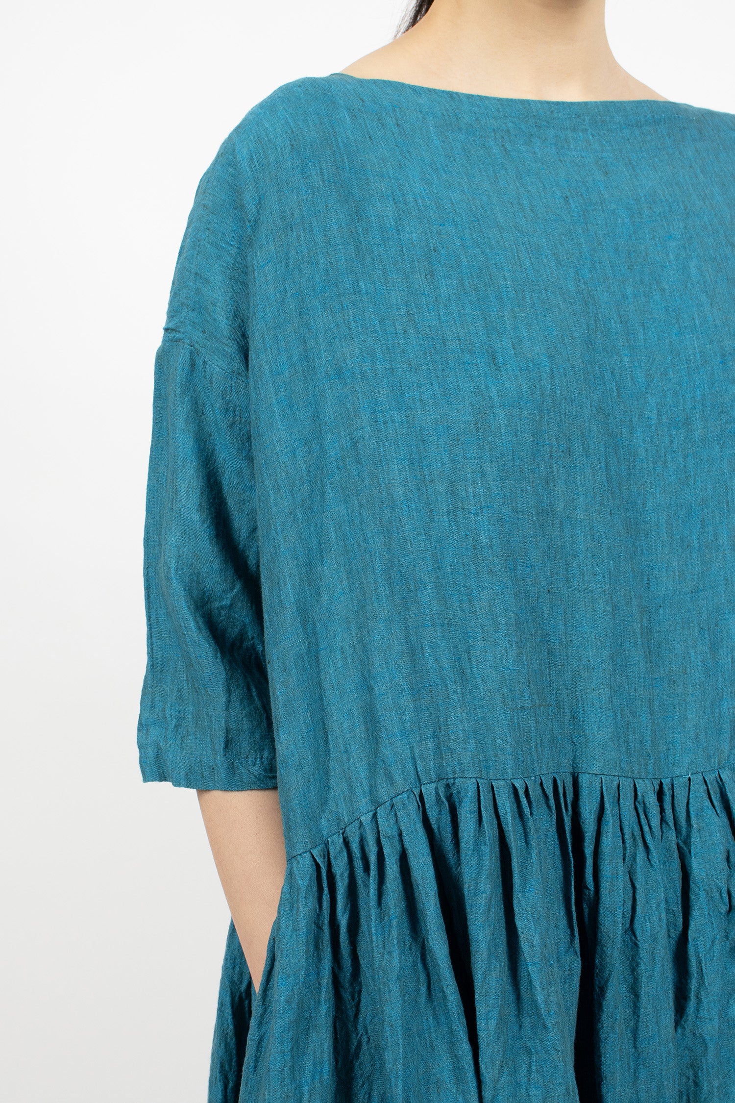 En Linen Dress Turquoise