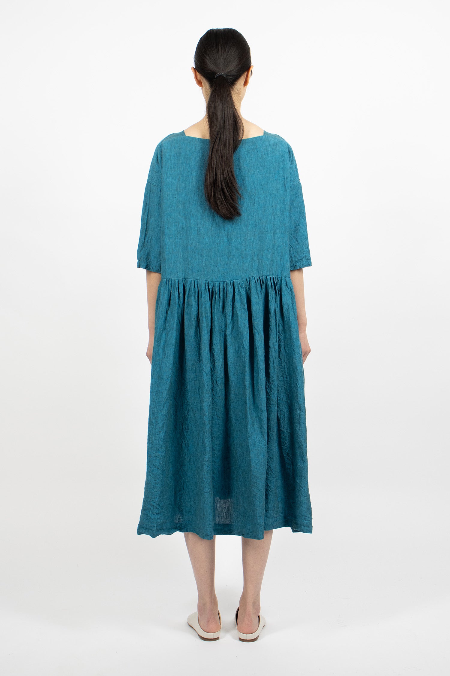 En Linen Dress Turquoise