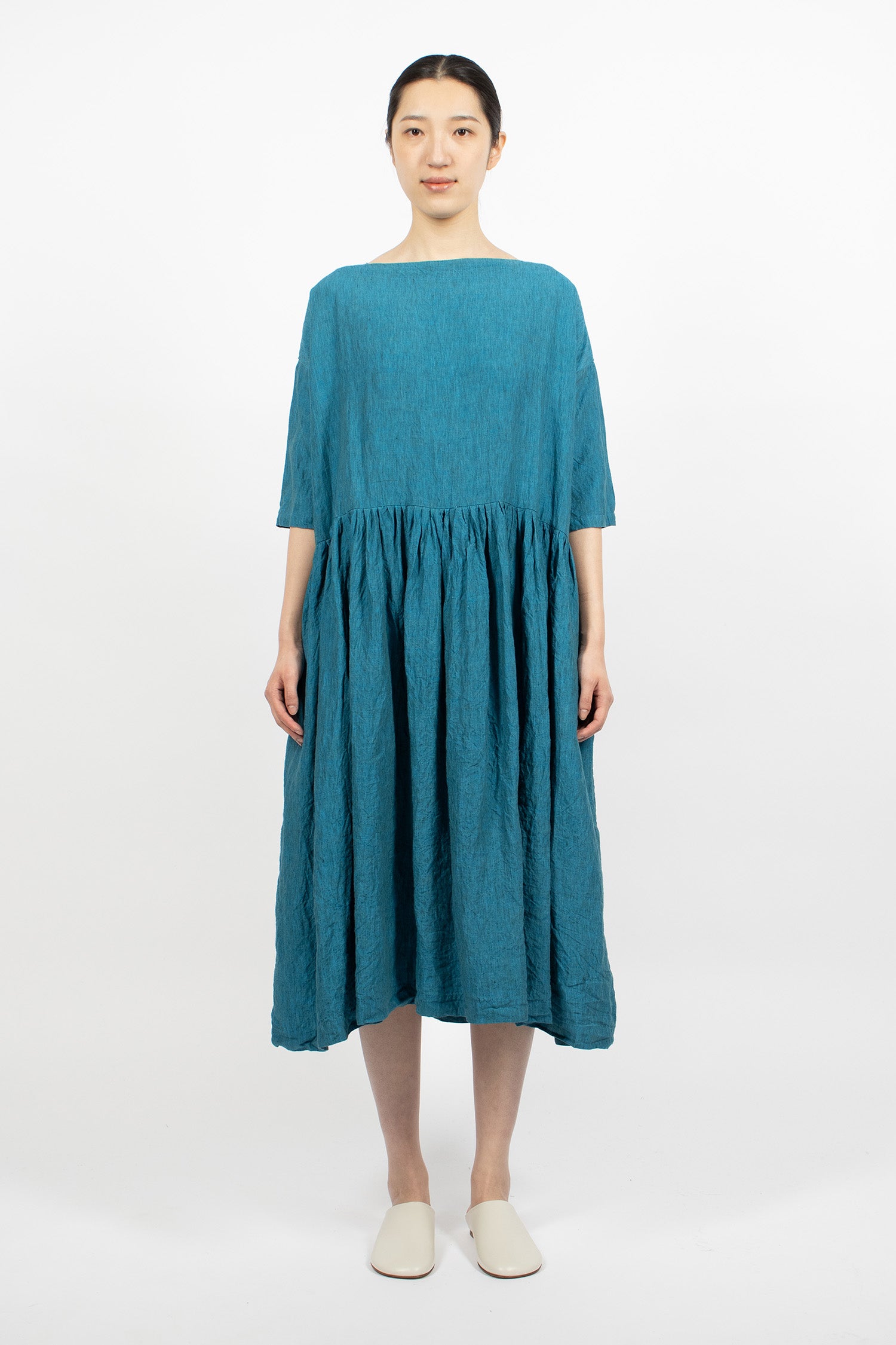 En Linen Dress Turquoise