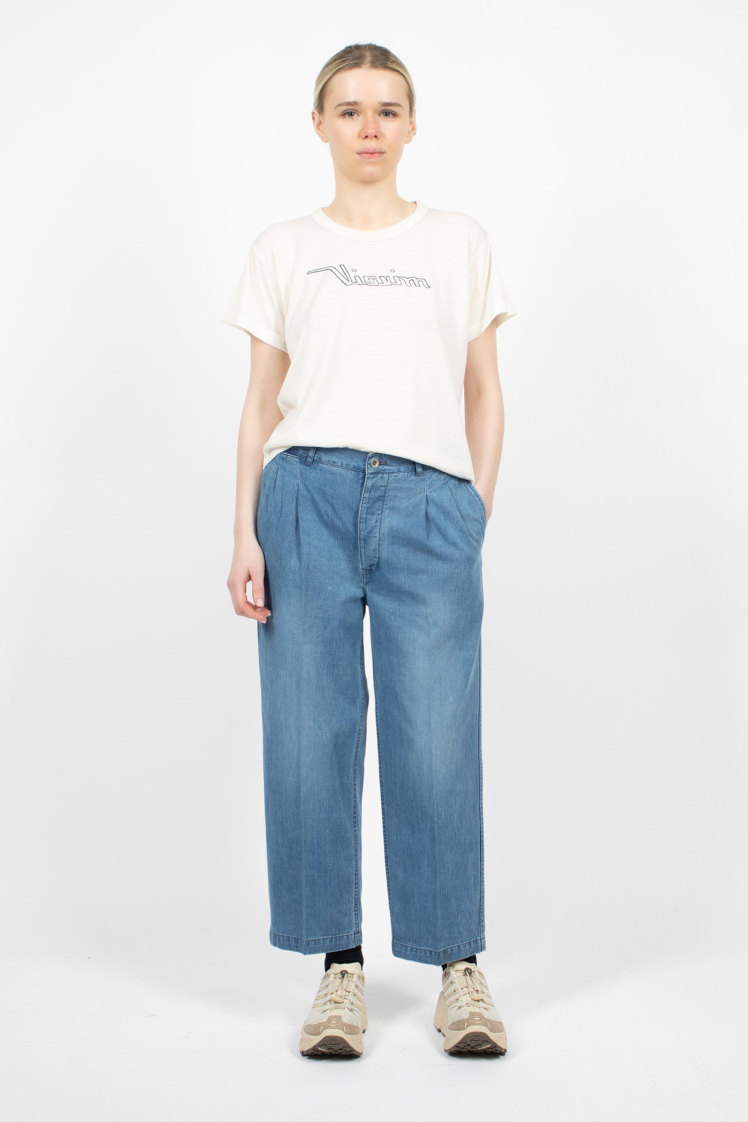 Pleated Wide Chino Light Indigo