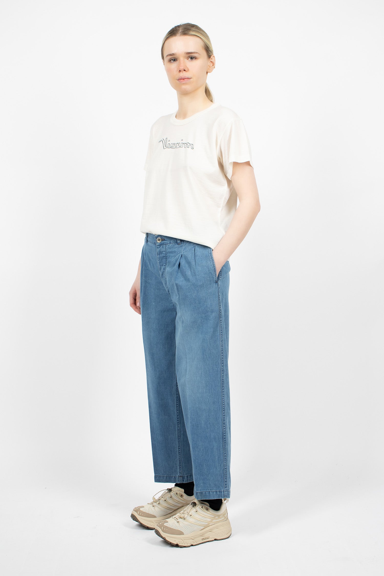 Pleated Wide Chino Light Indigo