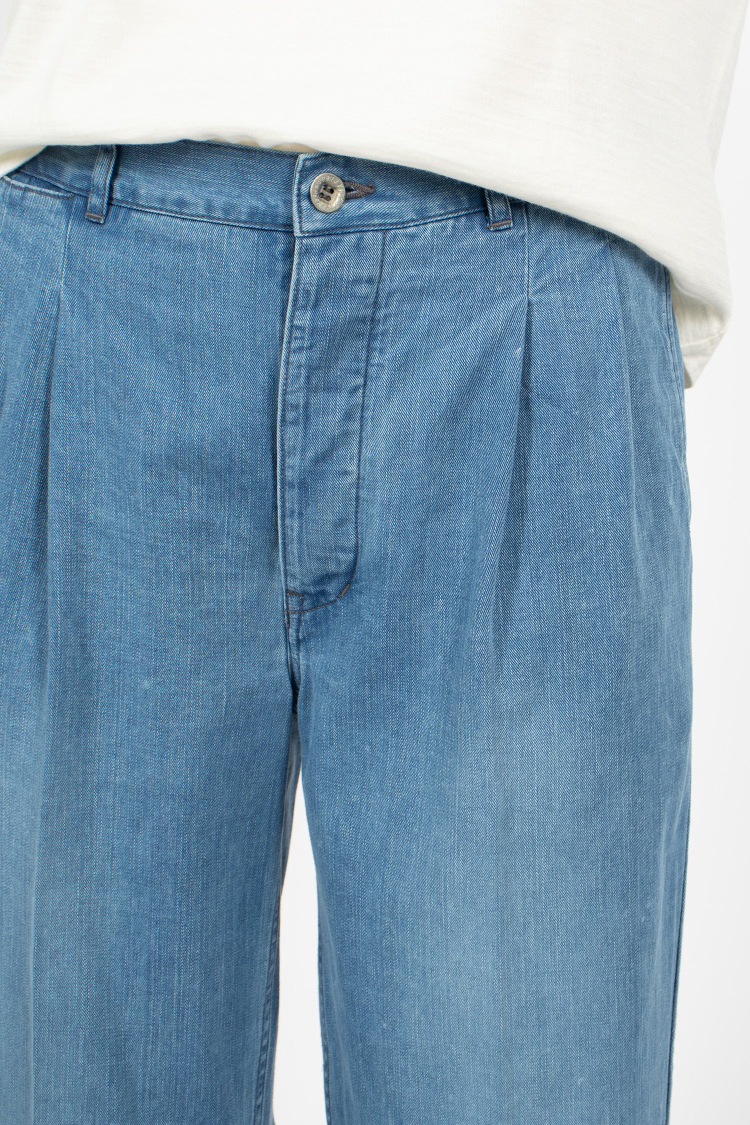 Pleated Wide Chino Light Indigo