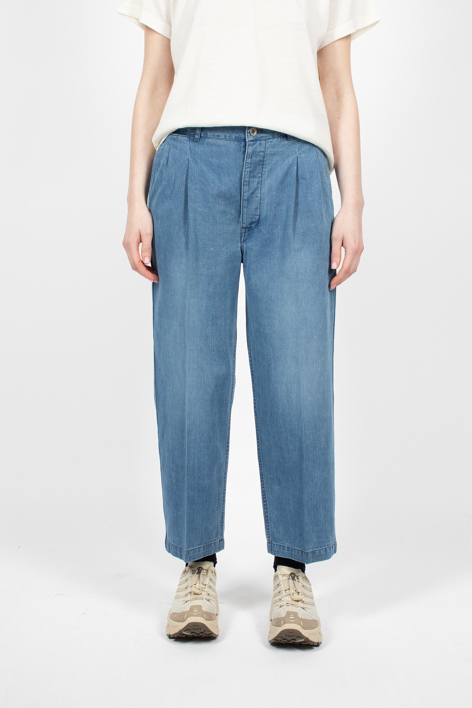 Pleated Wide Chino Light Indigo