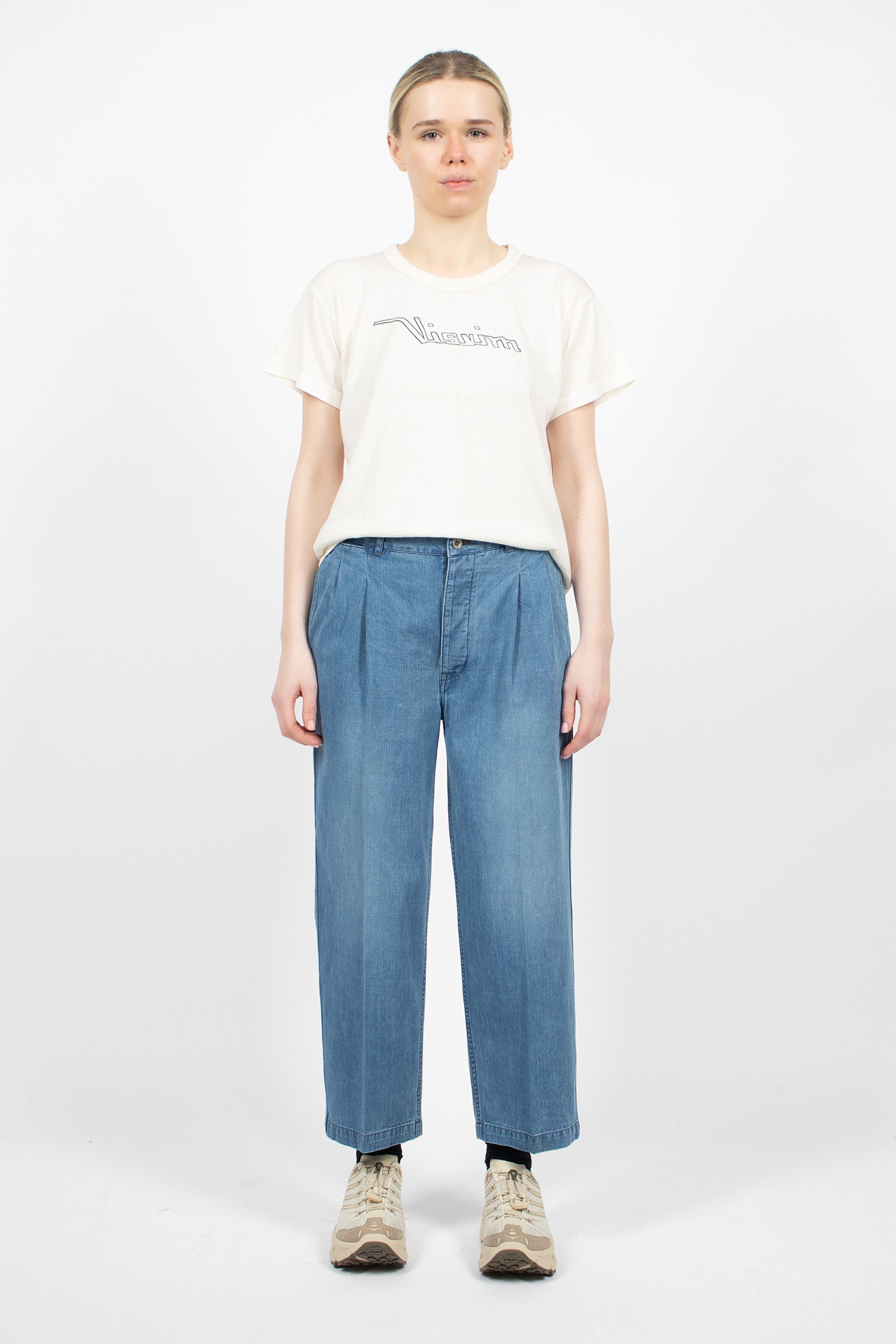 Pleated Wide Chino Light Indigo