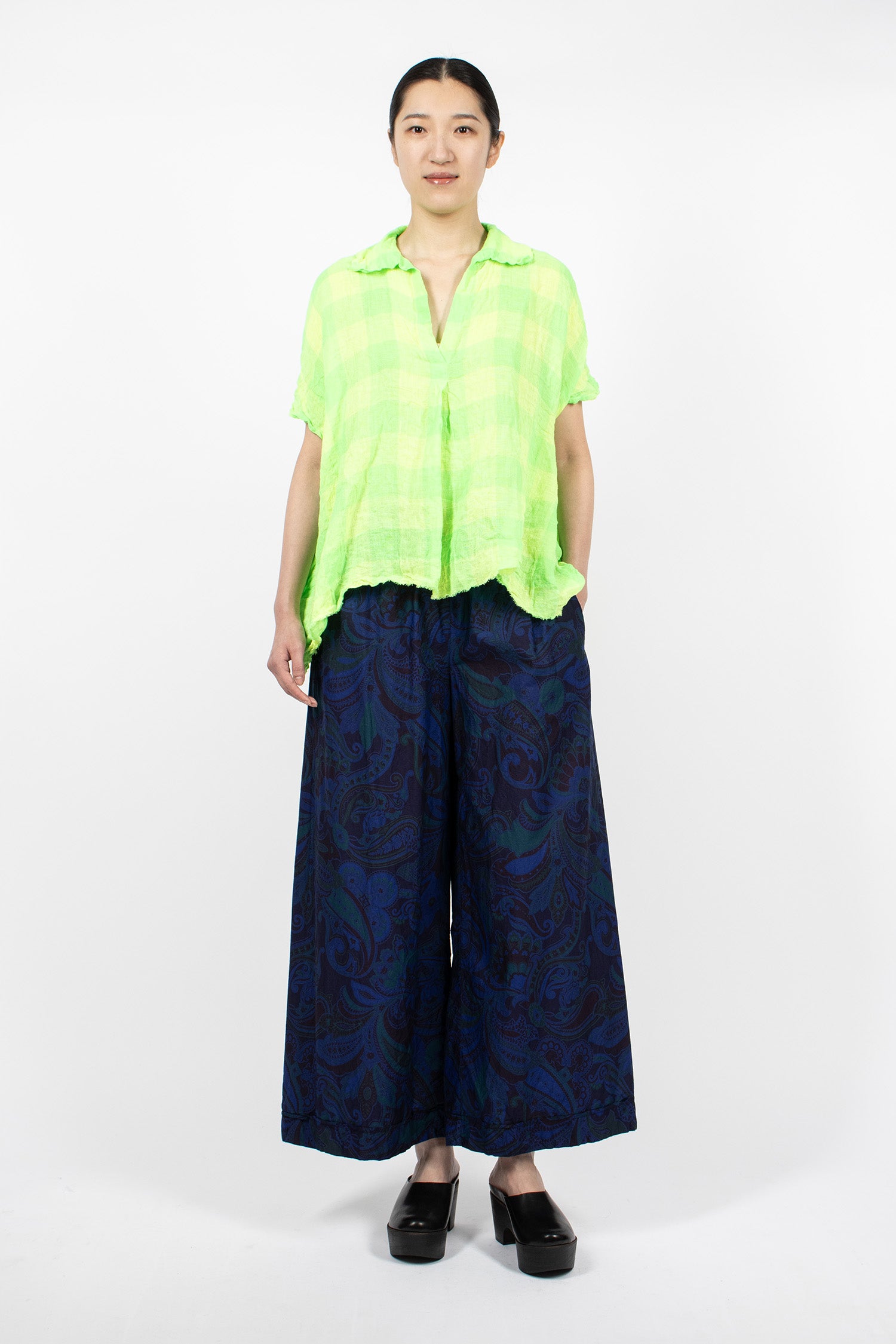 Wide Pyjama Trousers Dyed Royal Blue