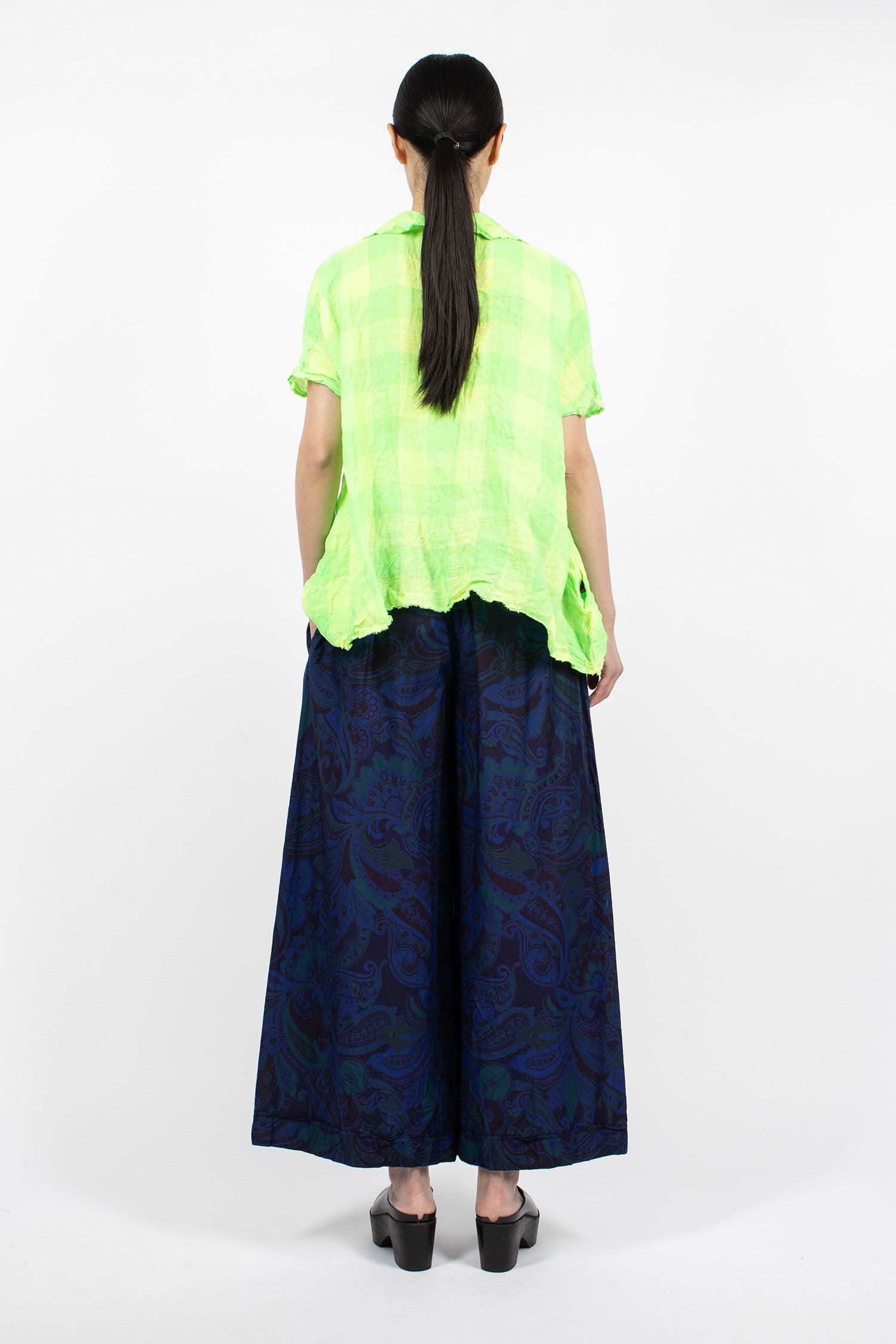 Wide Pyjama Trousers Dyed Royal Blue