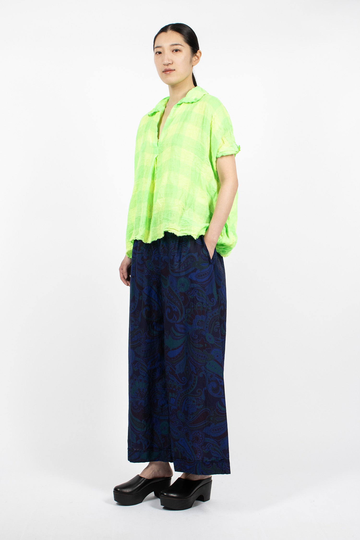 Wide Pyjama Trousers Dyed Royal Blue