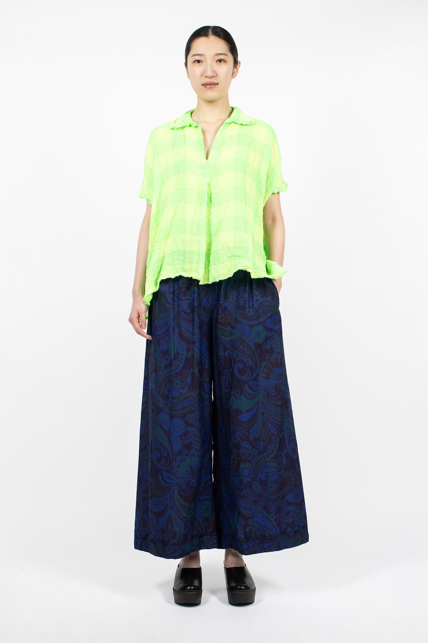 Wide Pyjama Trousers Dyed Royal Blue