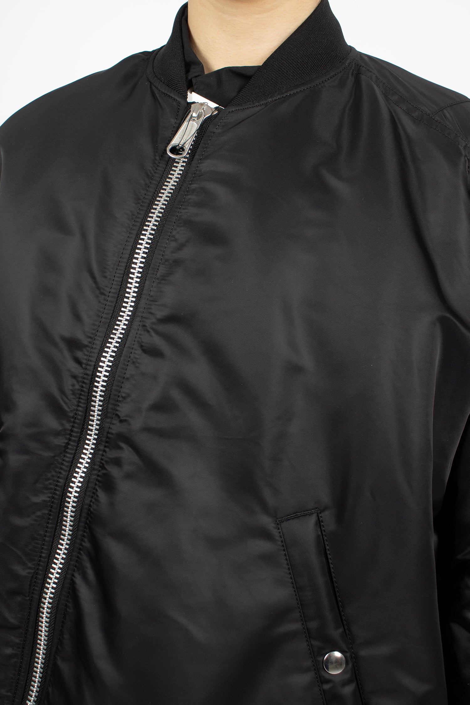 Asymmetrical Padded Bomber Jacket Black