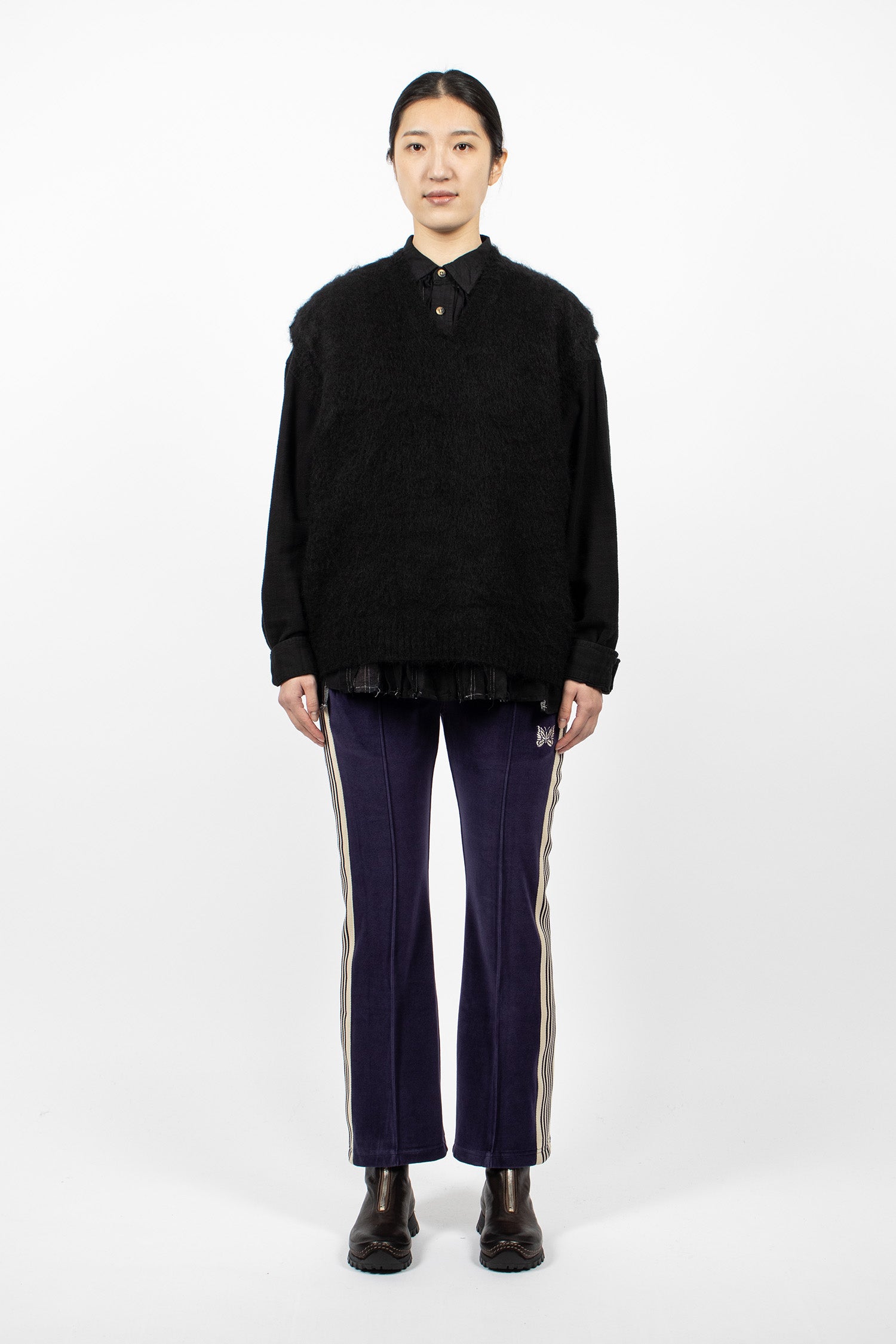 Boot-Cut Track Pant Navy Velour