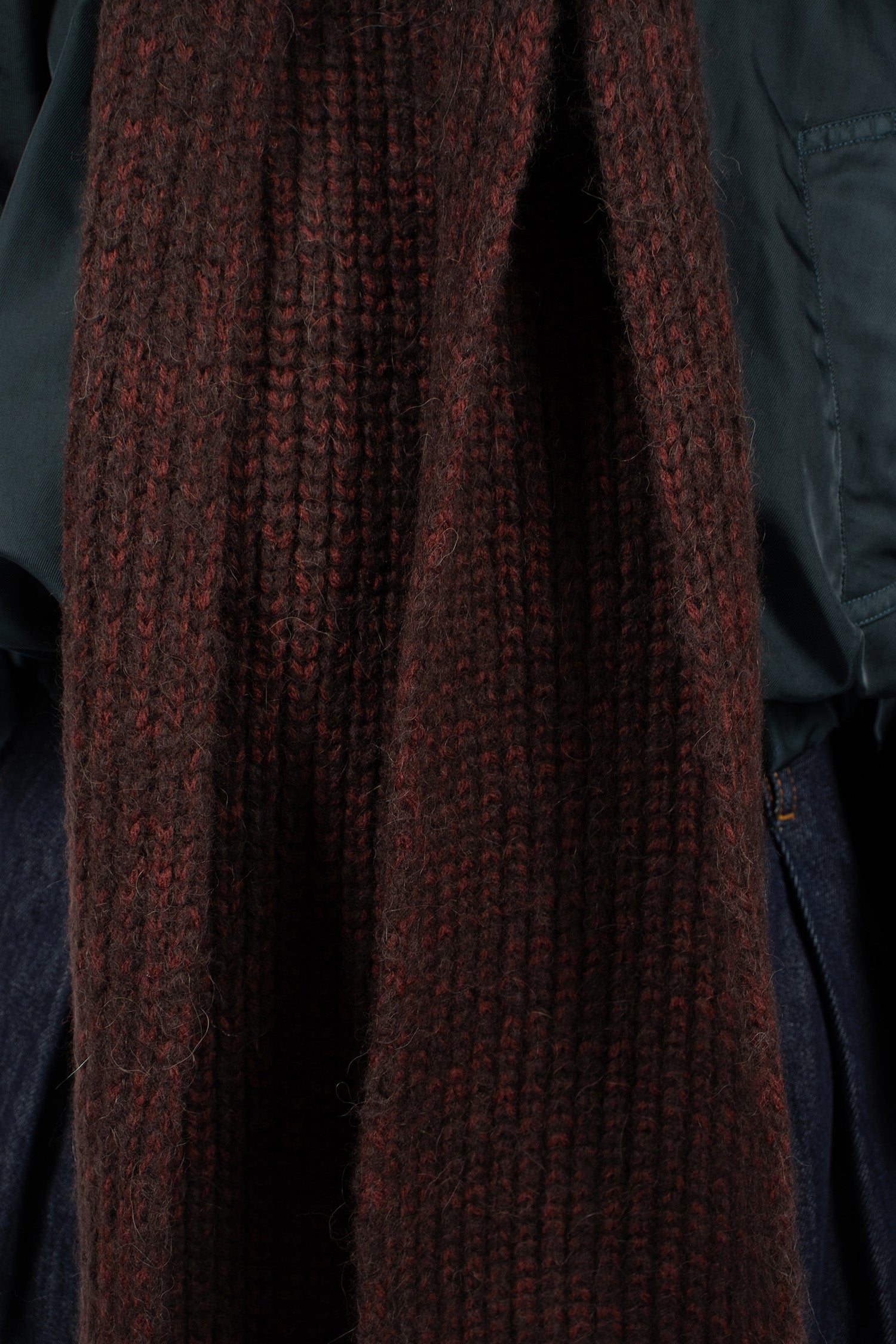 Hooded Wool Scarf Wine