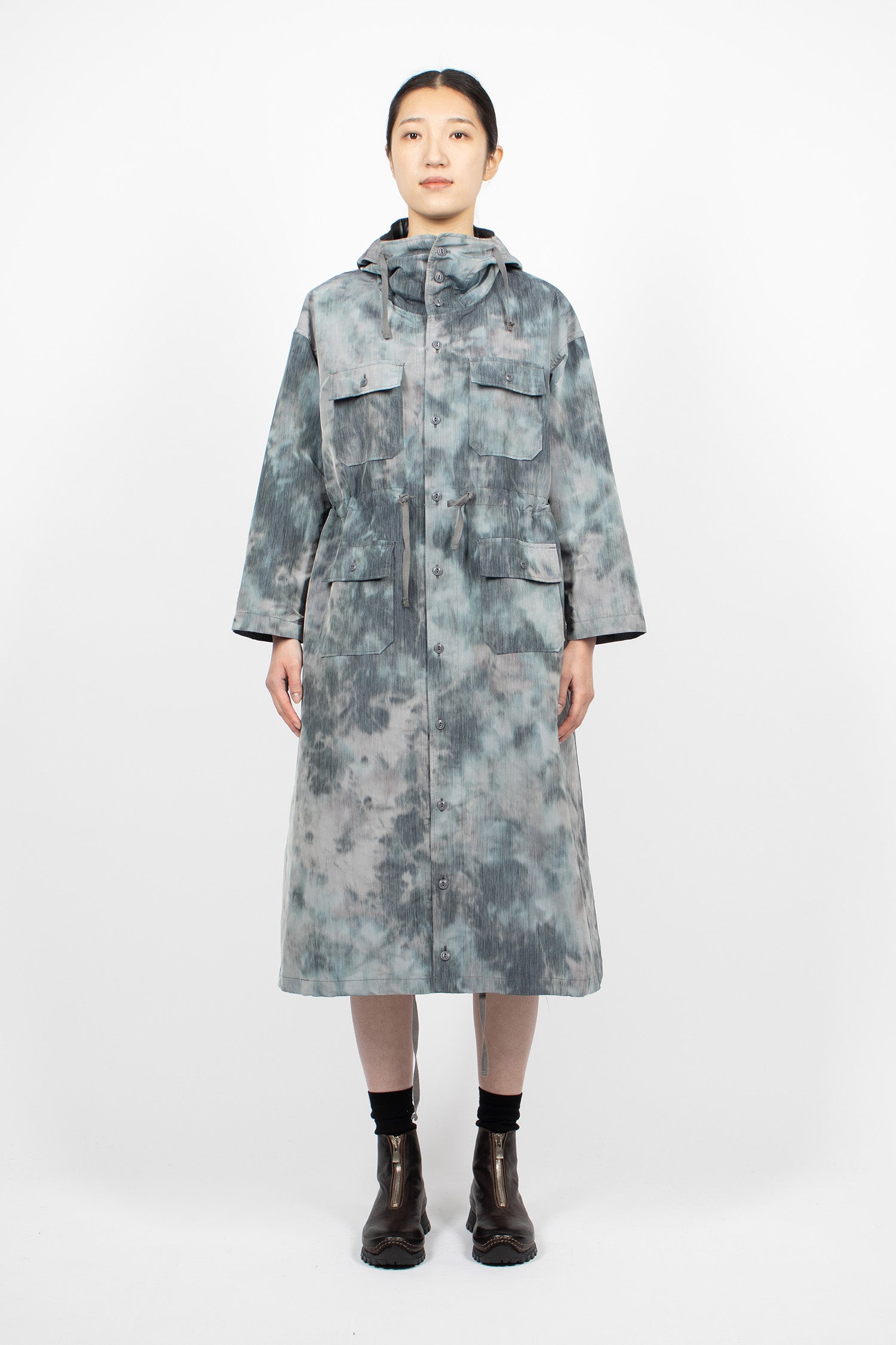 Cagoule Dress Charcoal Smoke Print