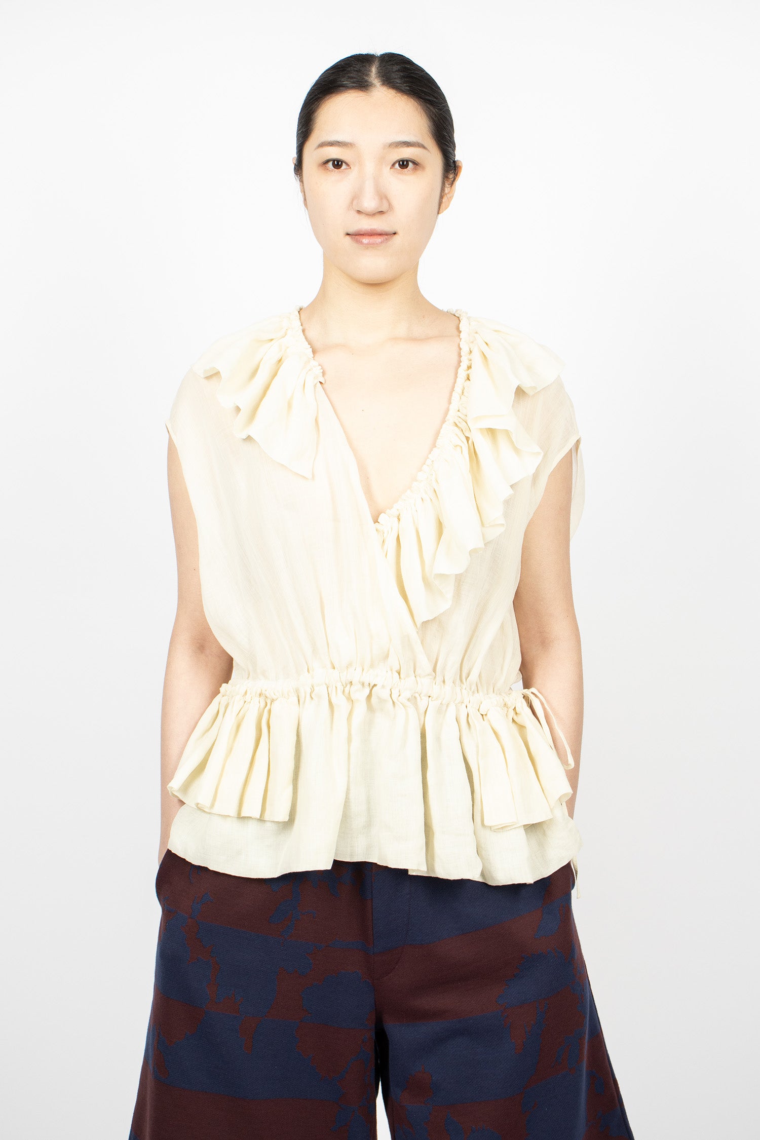 Muslin Ruffled Top Ivory