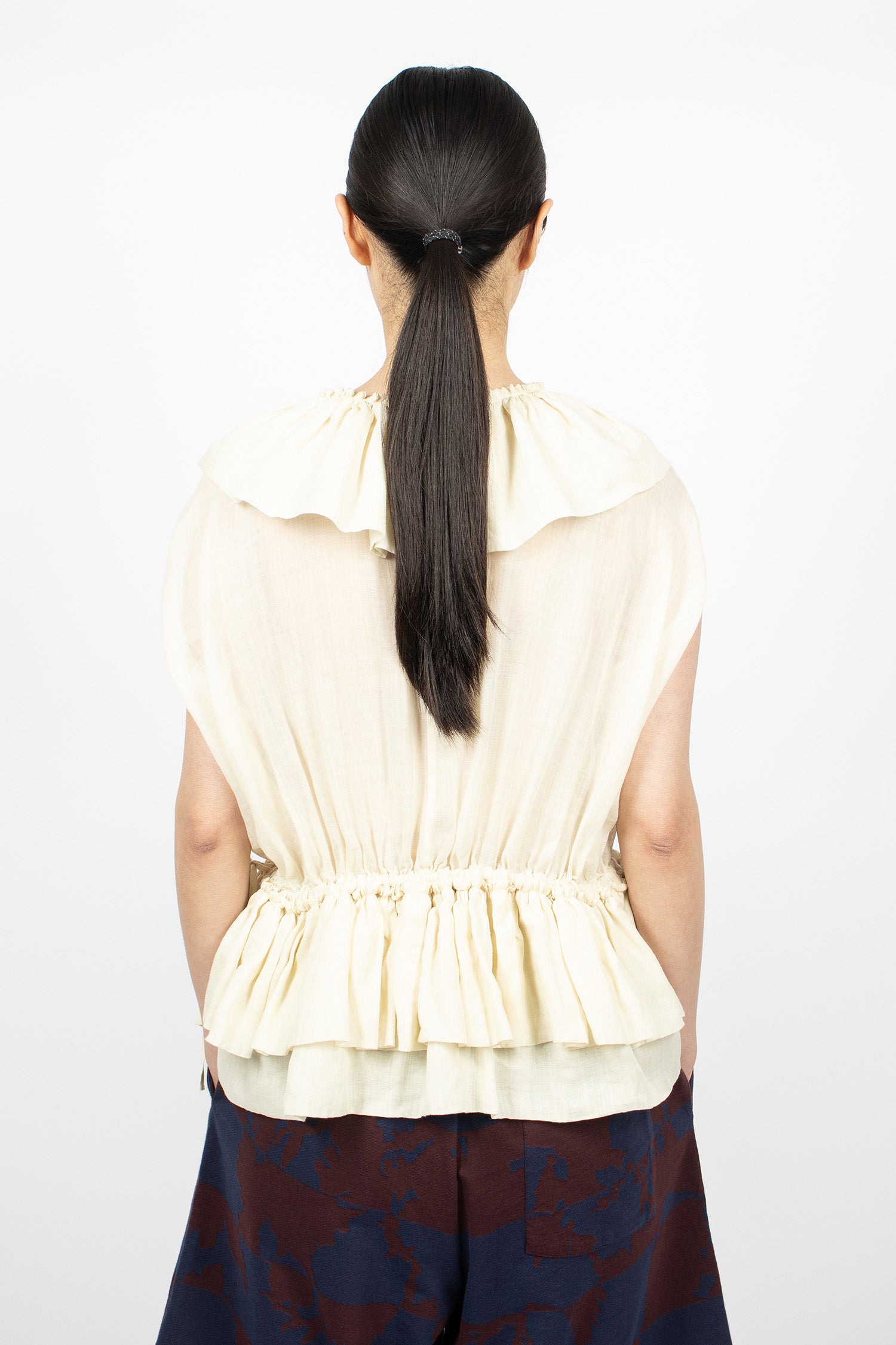 Muslin Ruffled Top Ivory