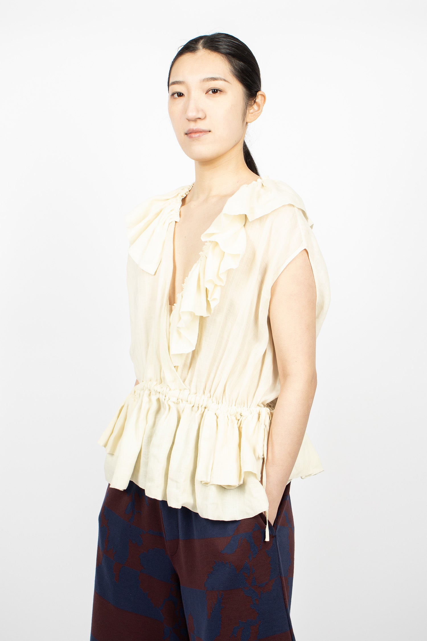 Muslin Ruffled Top Ivory