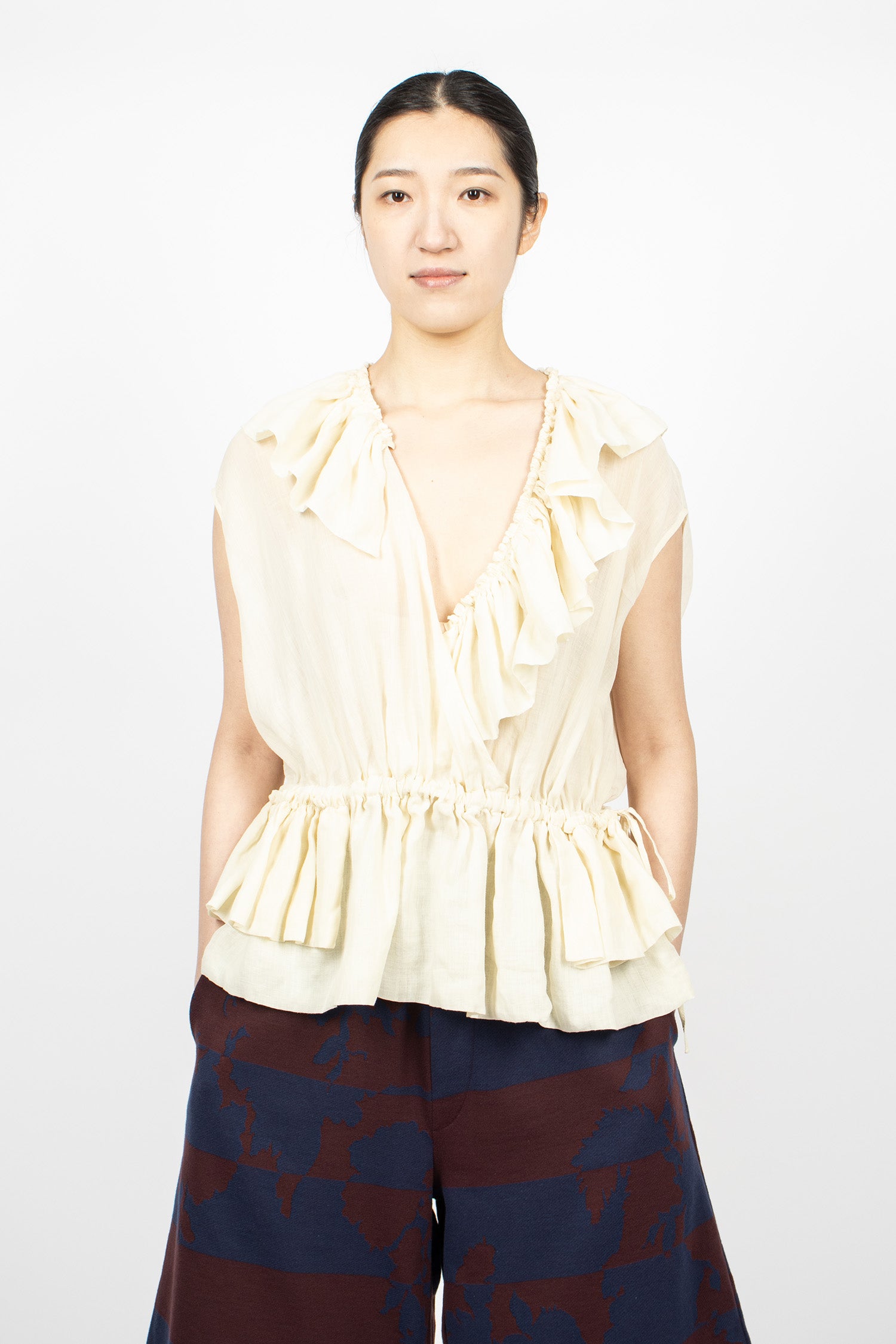 Muslin Ruffled Top Ivory