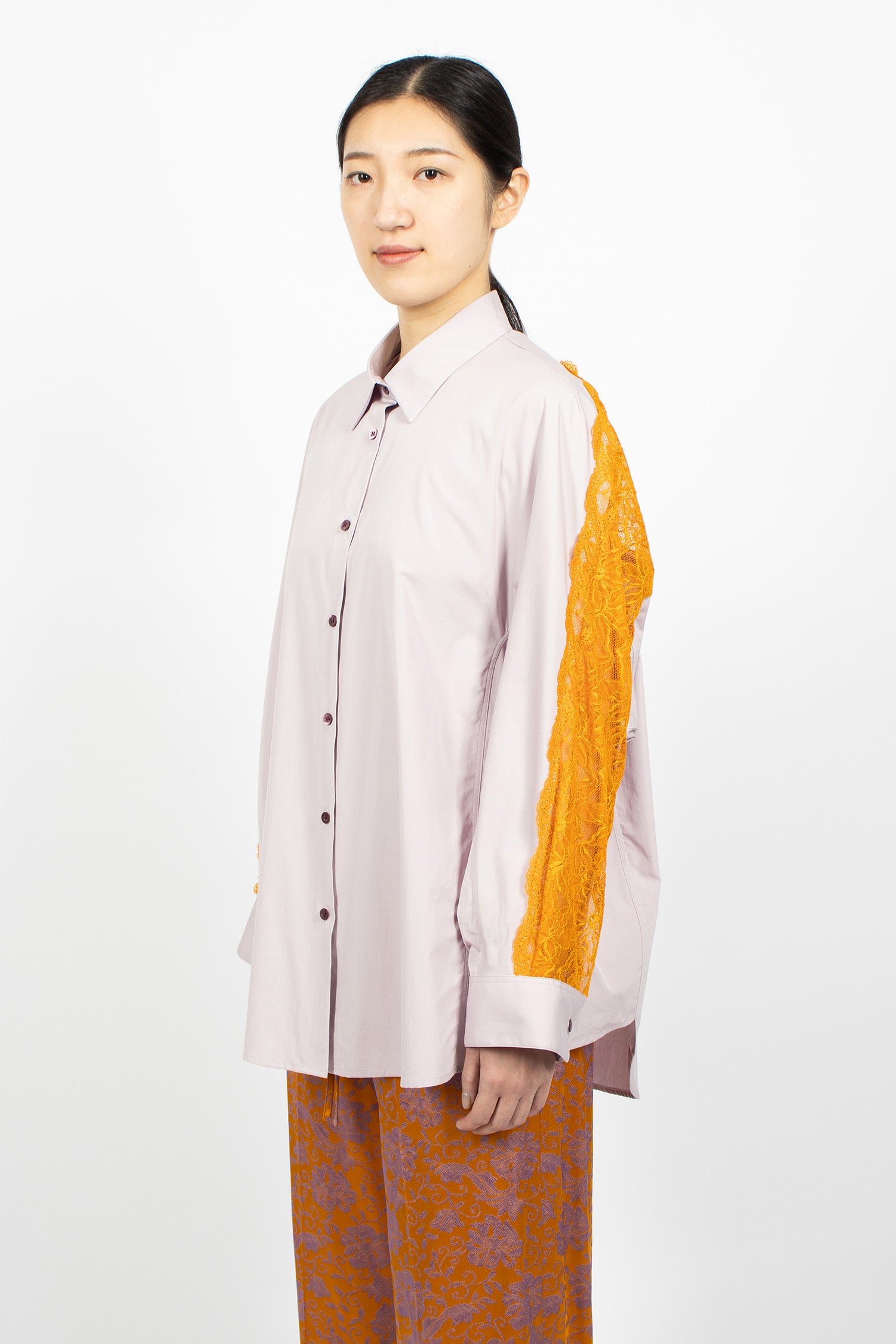 Lace Cocoon Shirt Lilac