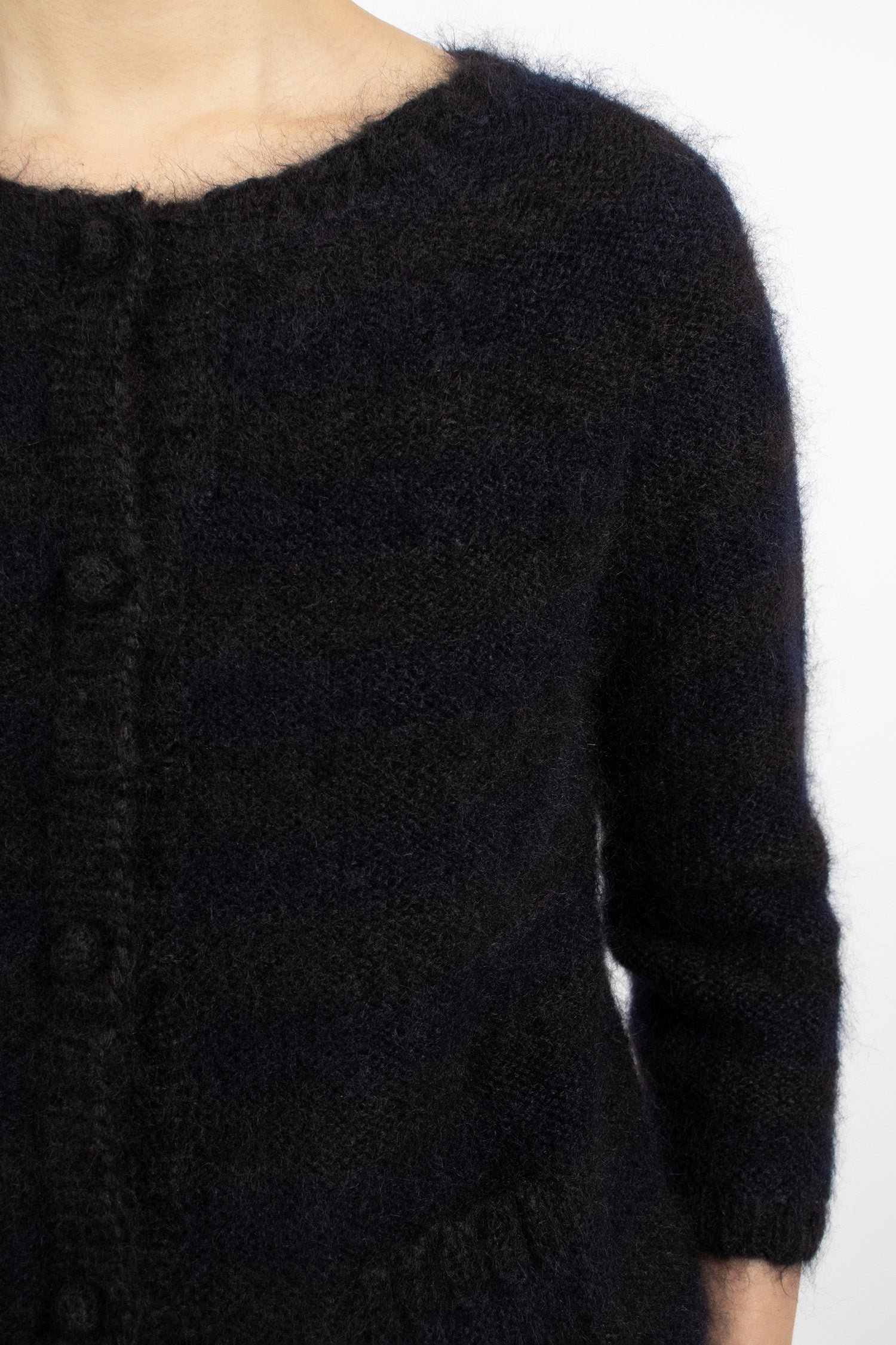 Hand-Knitted Stripe Cardigan Black/Dark Blue