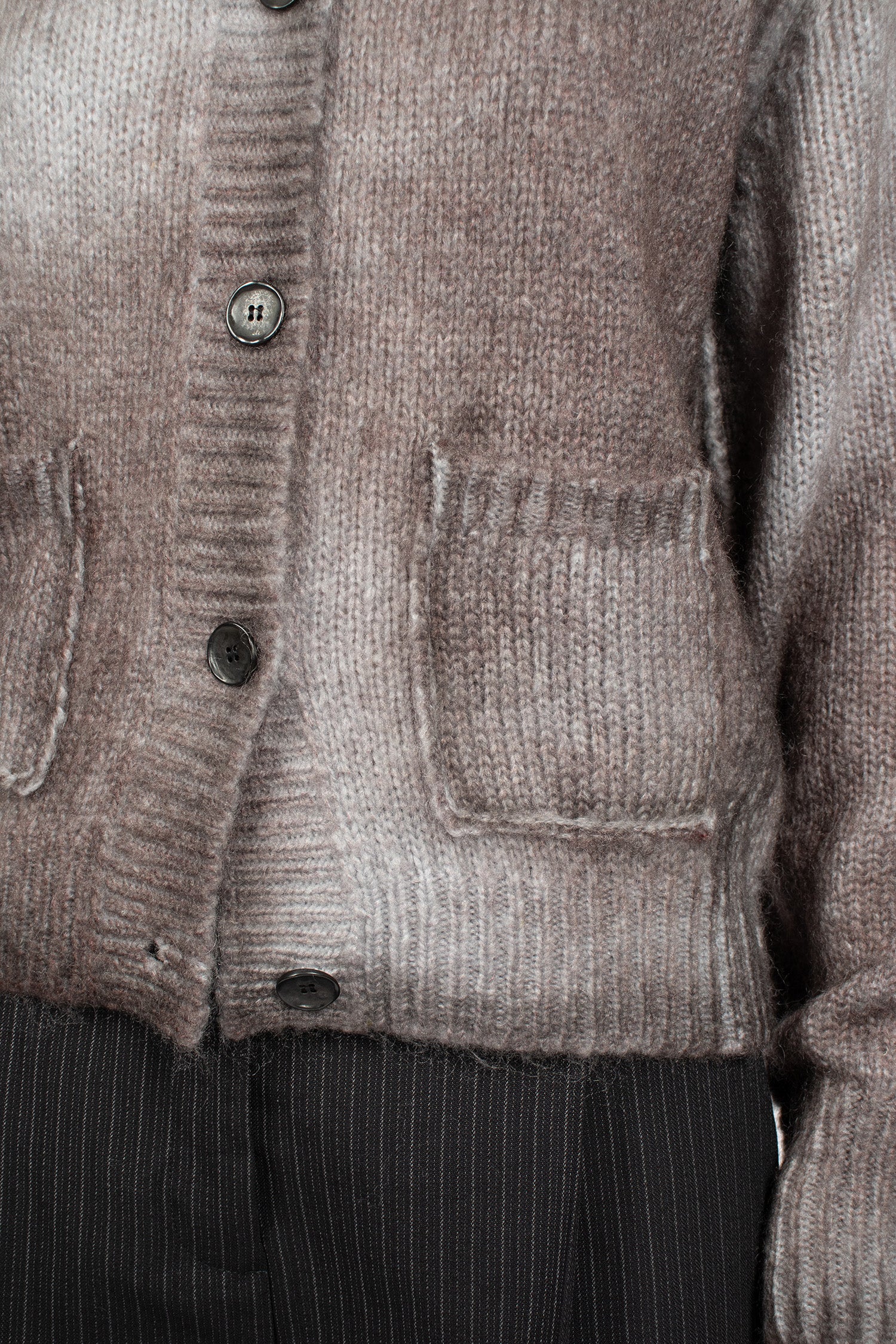 Sprayed Mohair Cardigan Anthracite Grey