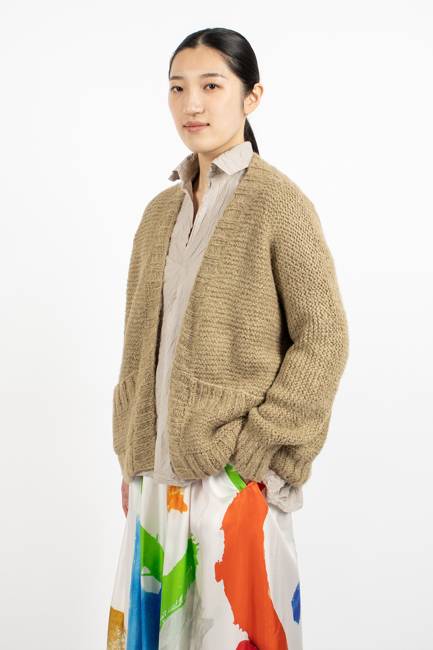 Hand-Knitted Jacket Cardigan Natural