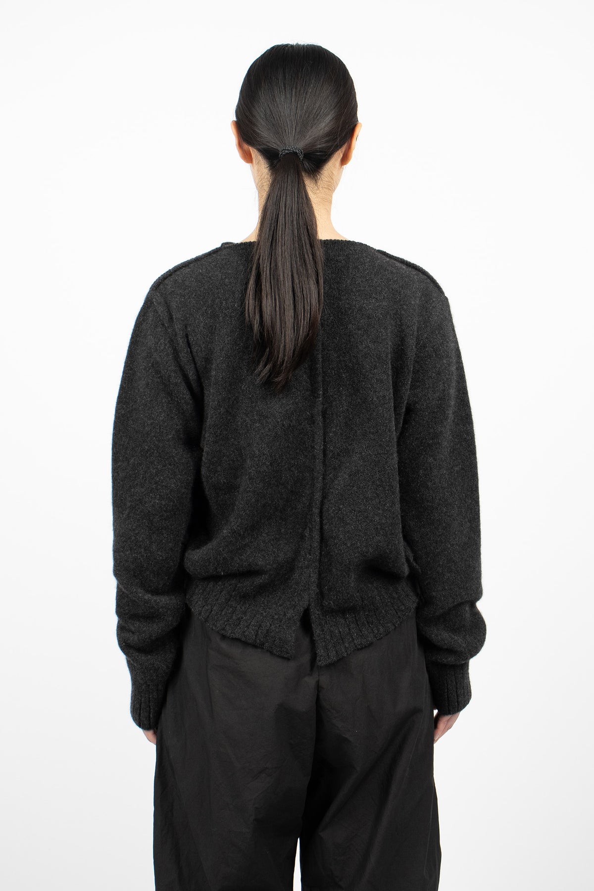 Gathered Cashmere Cardigan Black