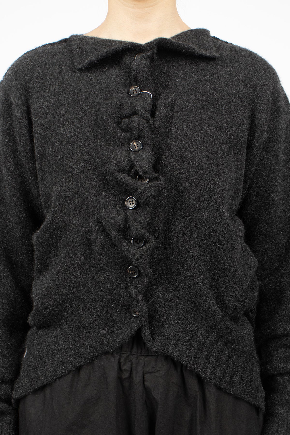 Gathered Cashmere Cardigan Black