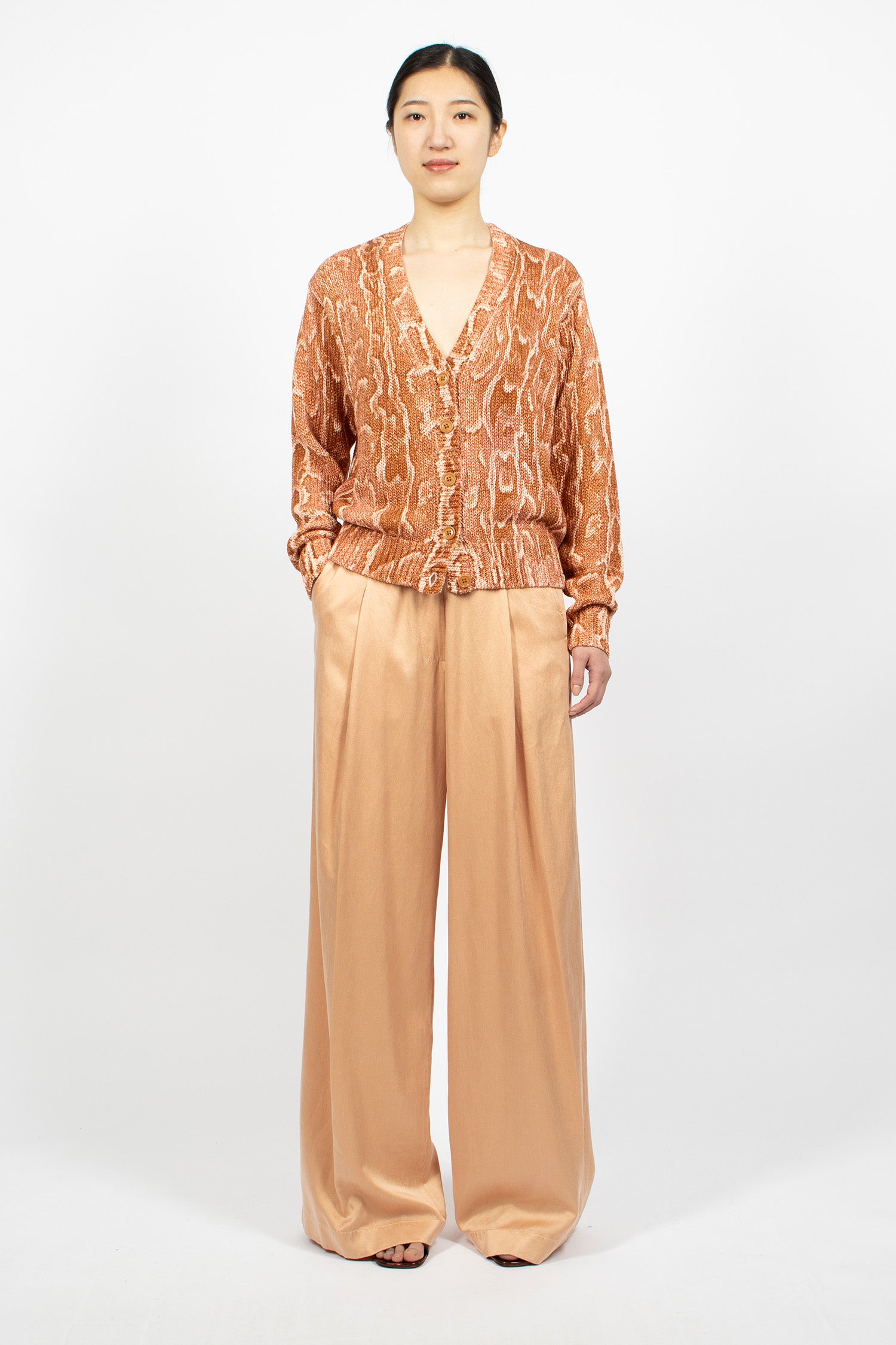 Snake Print Knit Cardigan Brique