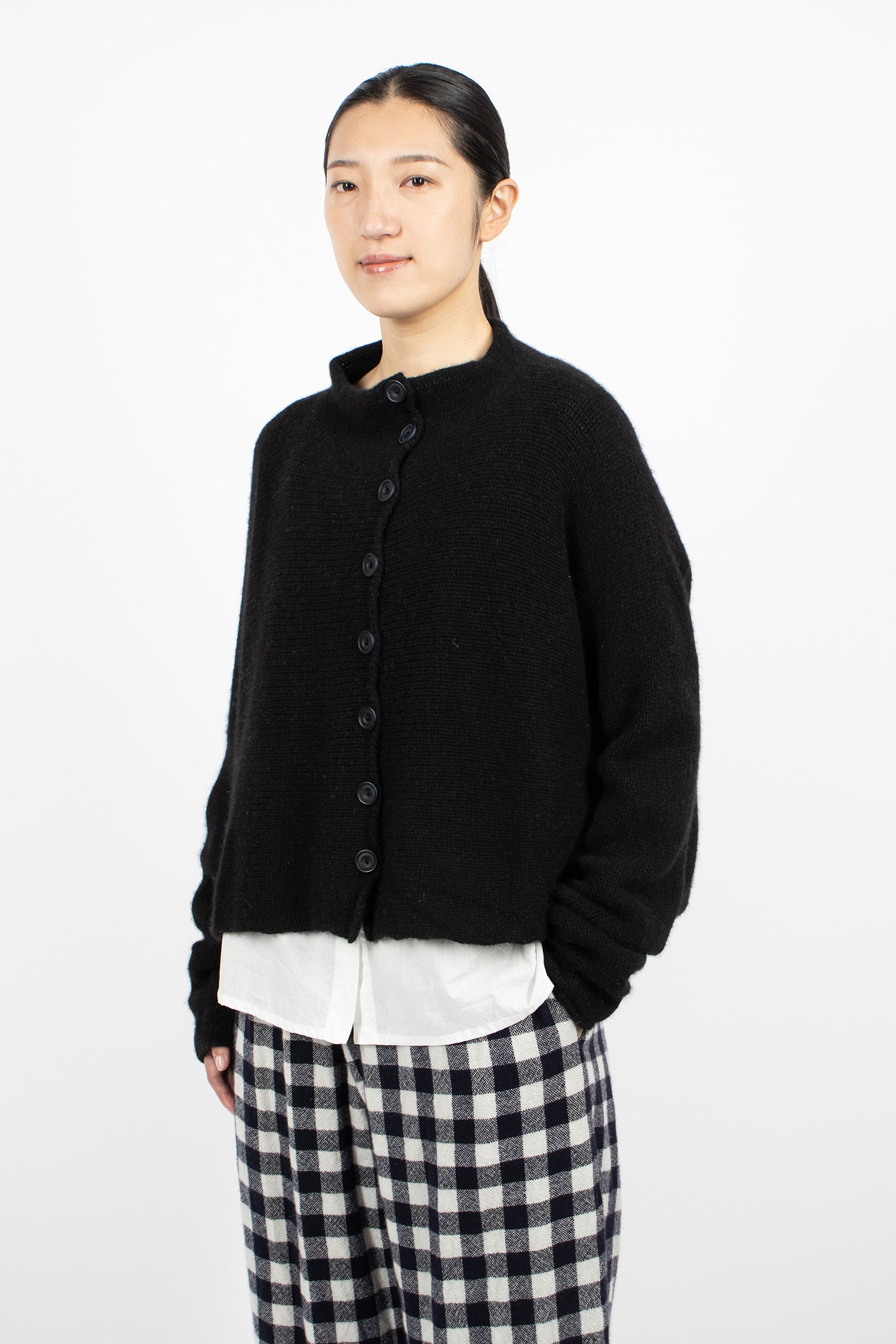 Elder Cashmere Cardigan Black Coarsehair