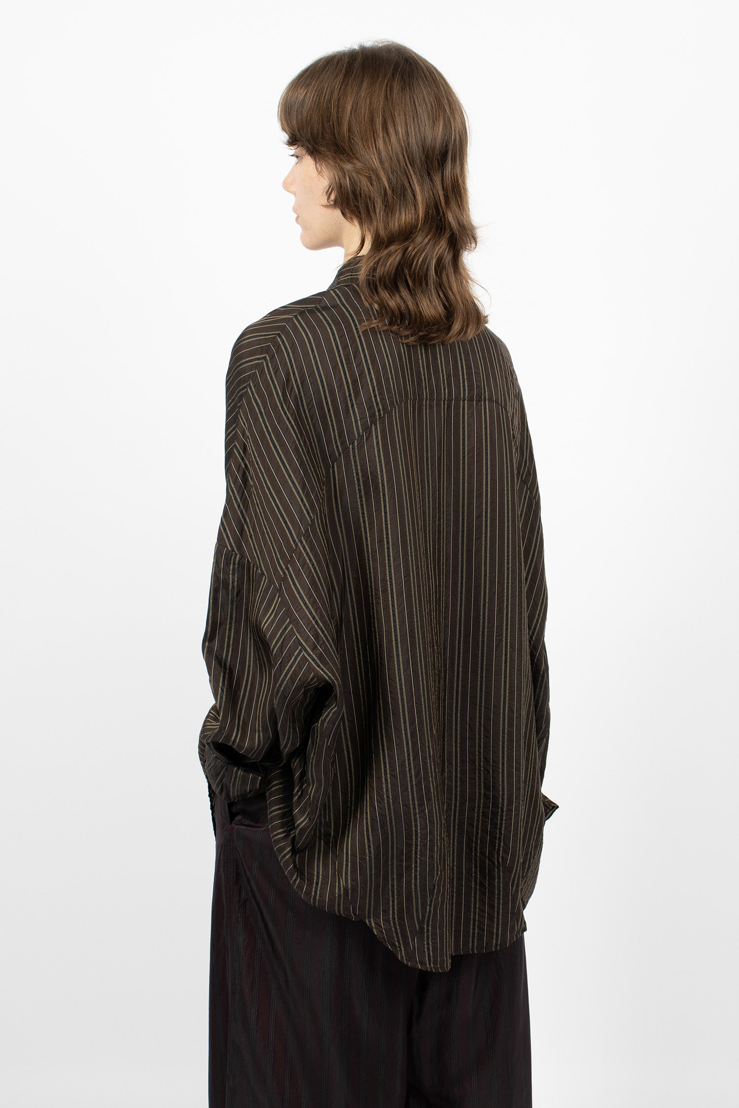 Oversized Cocoon Shirt Brown/Stripe