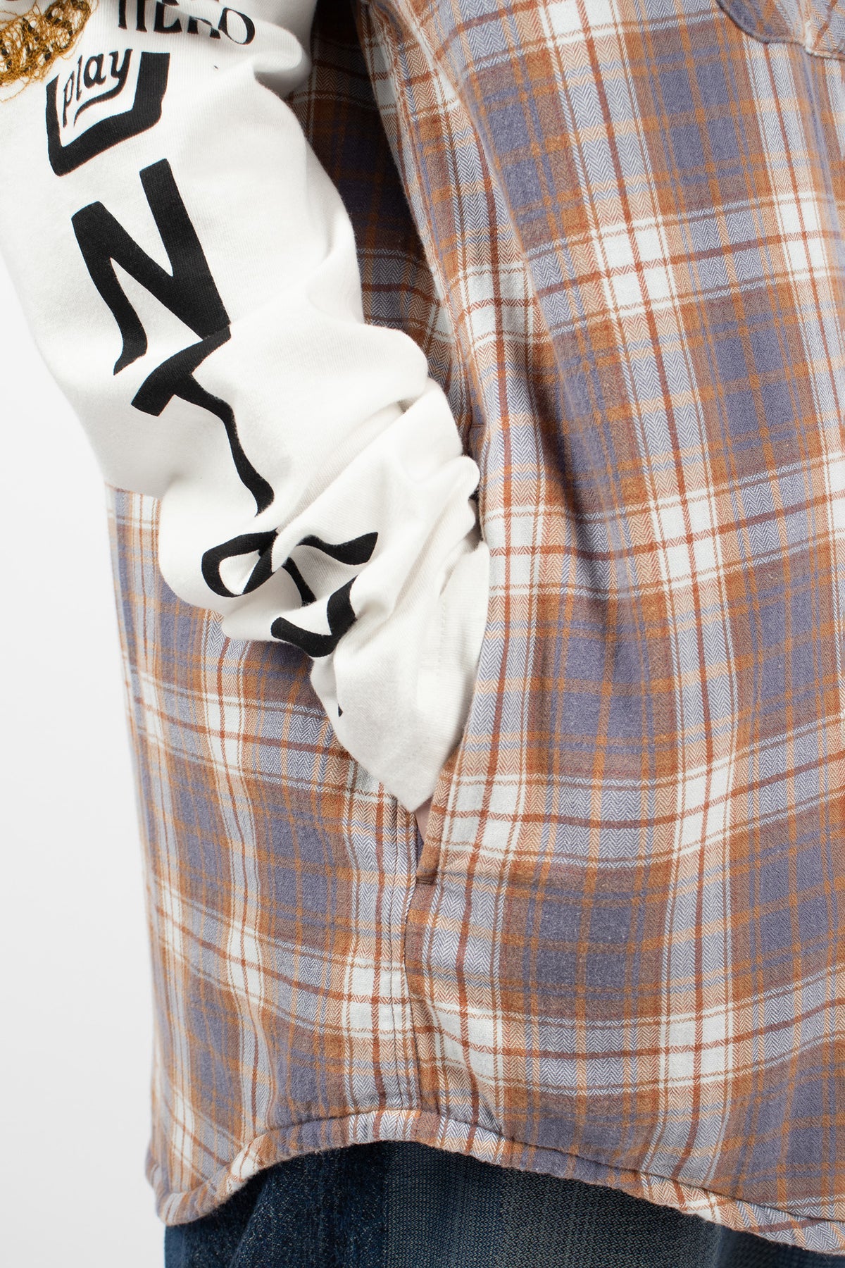 Flannel Check x Quilting Vest Navy