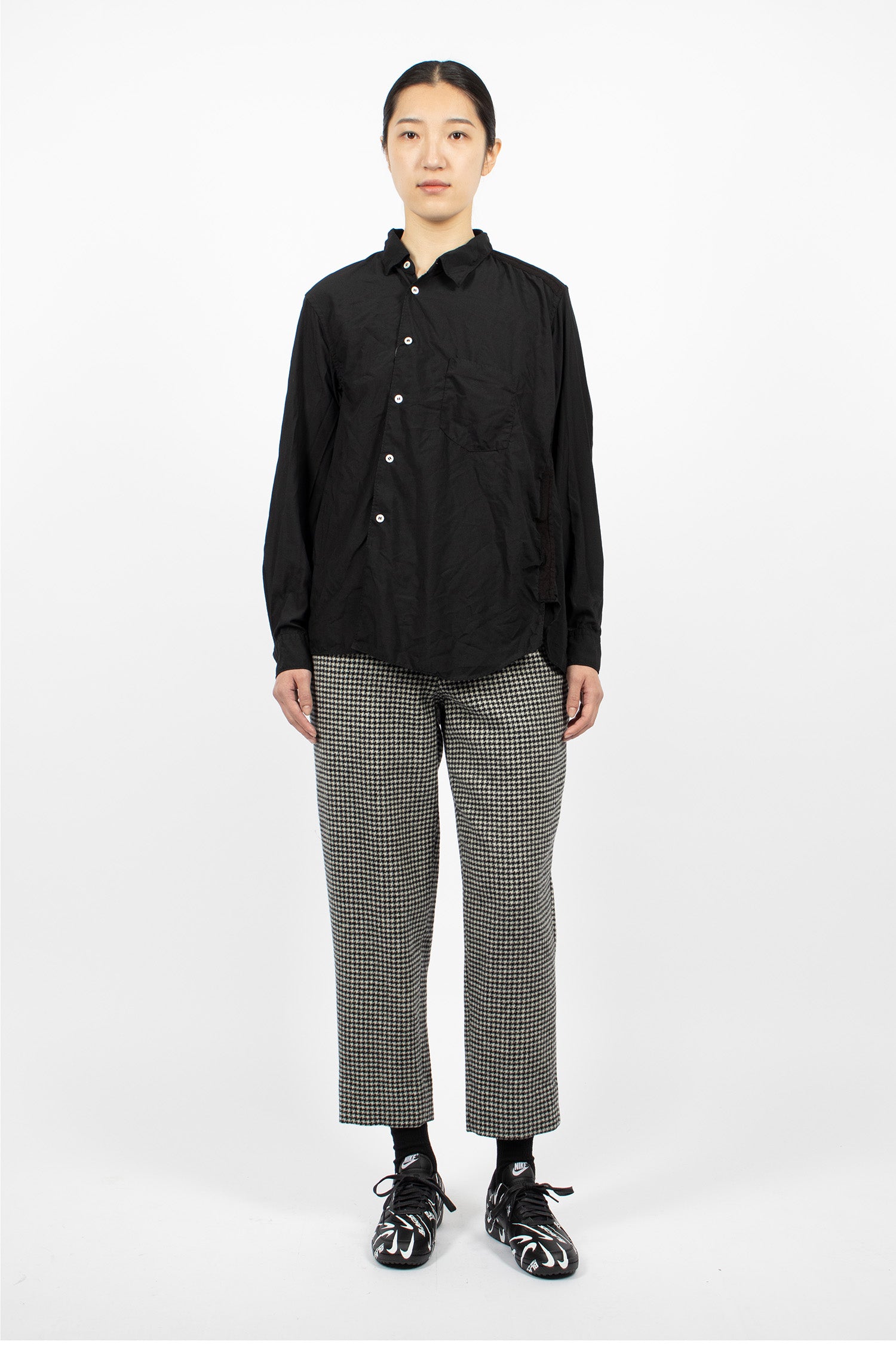 Asymmetrical Pocket Blouse Black