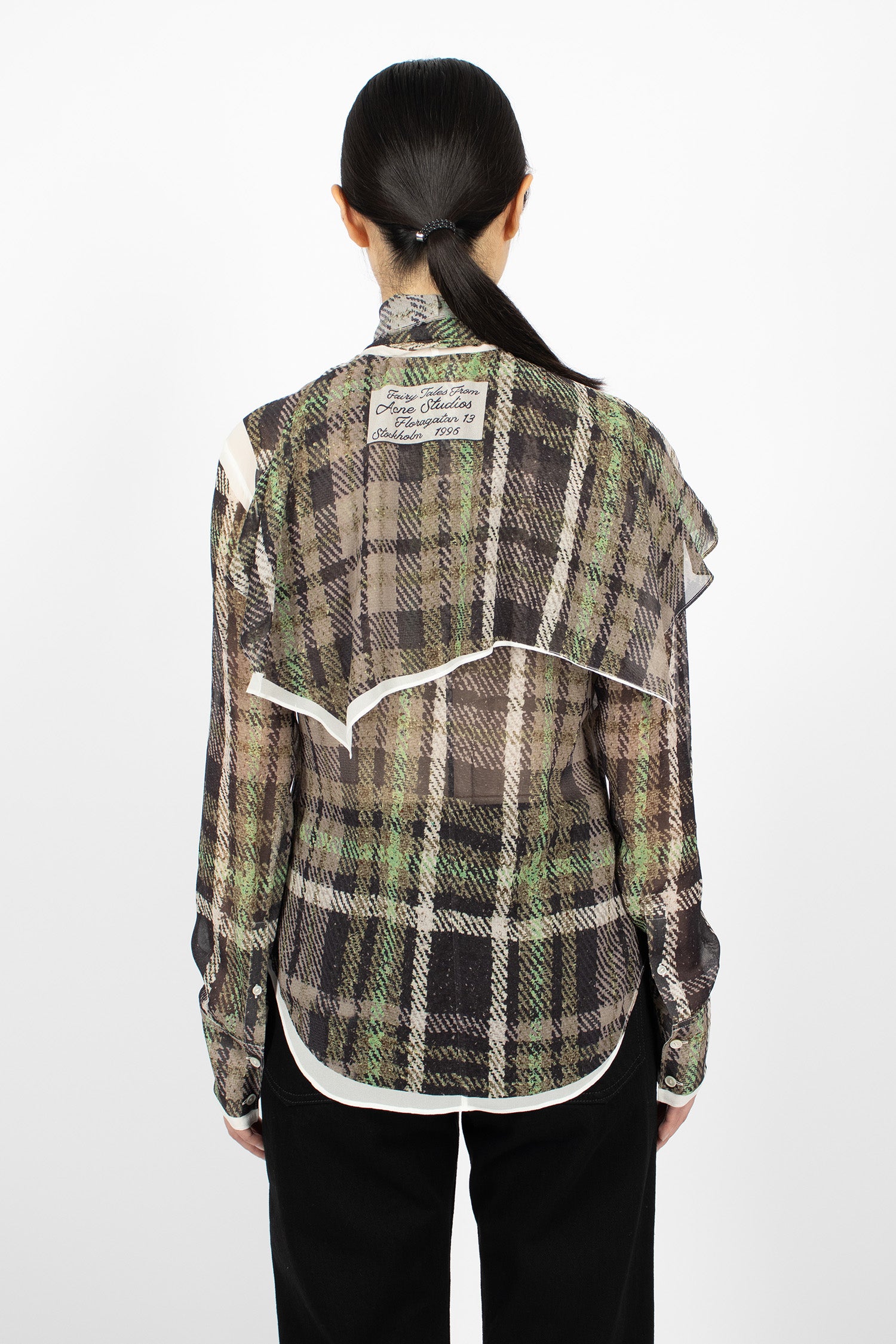 Printed Silk Blouse Green/Grey