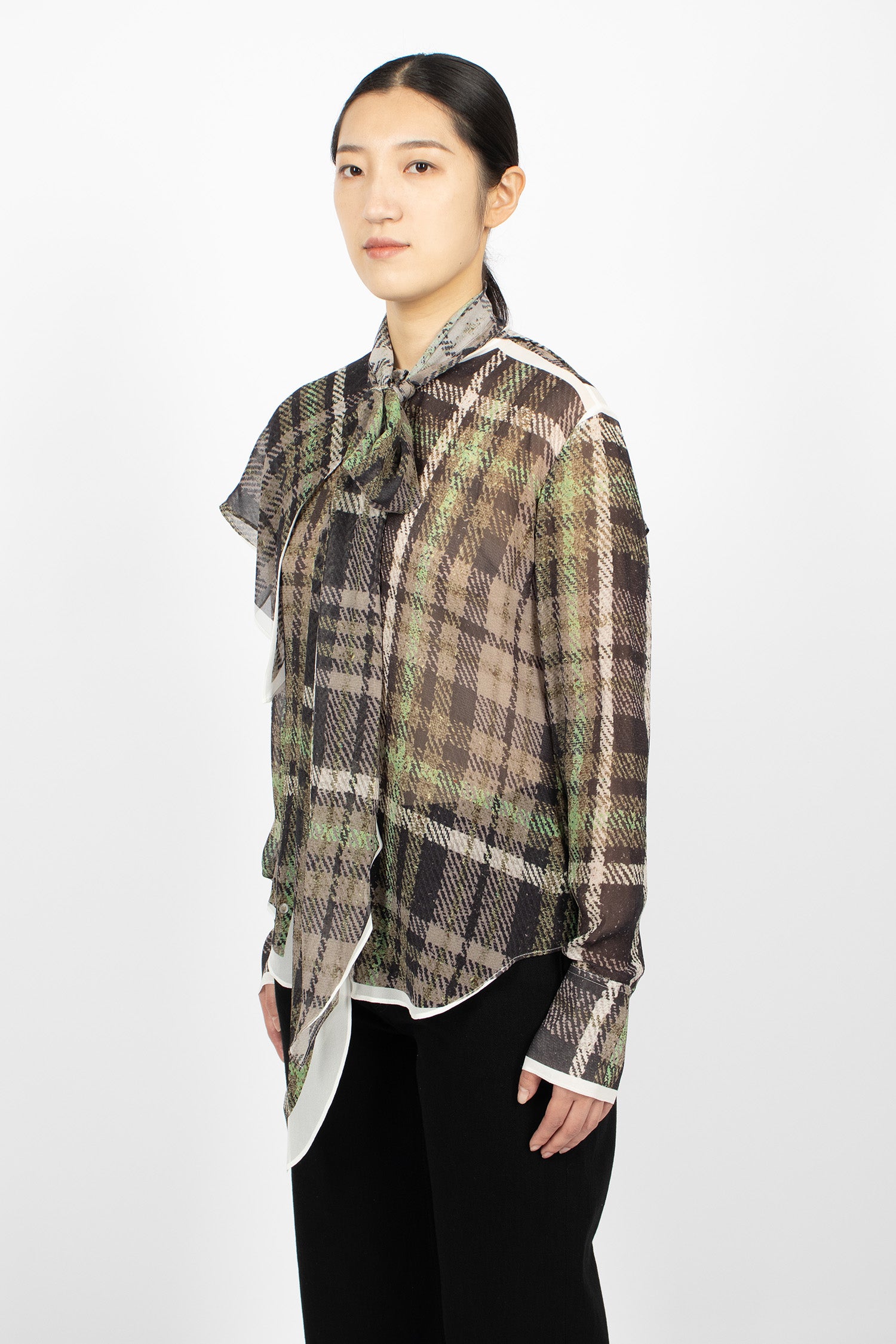 Printed Silk Blouse Green/Grey