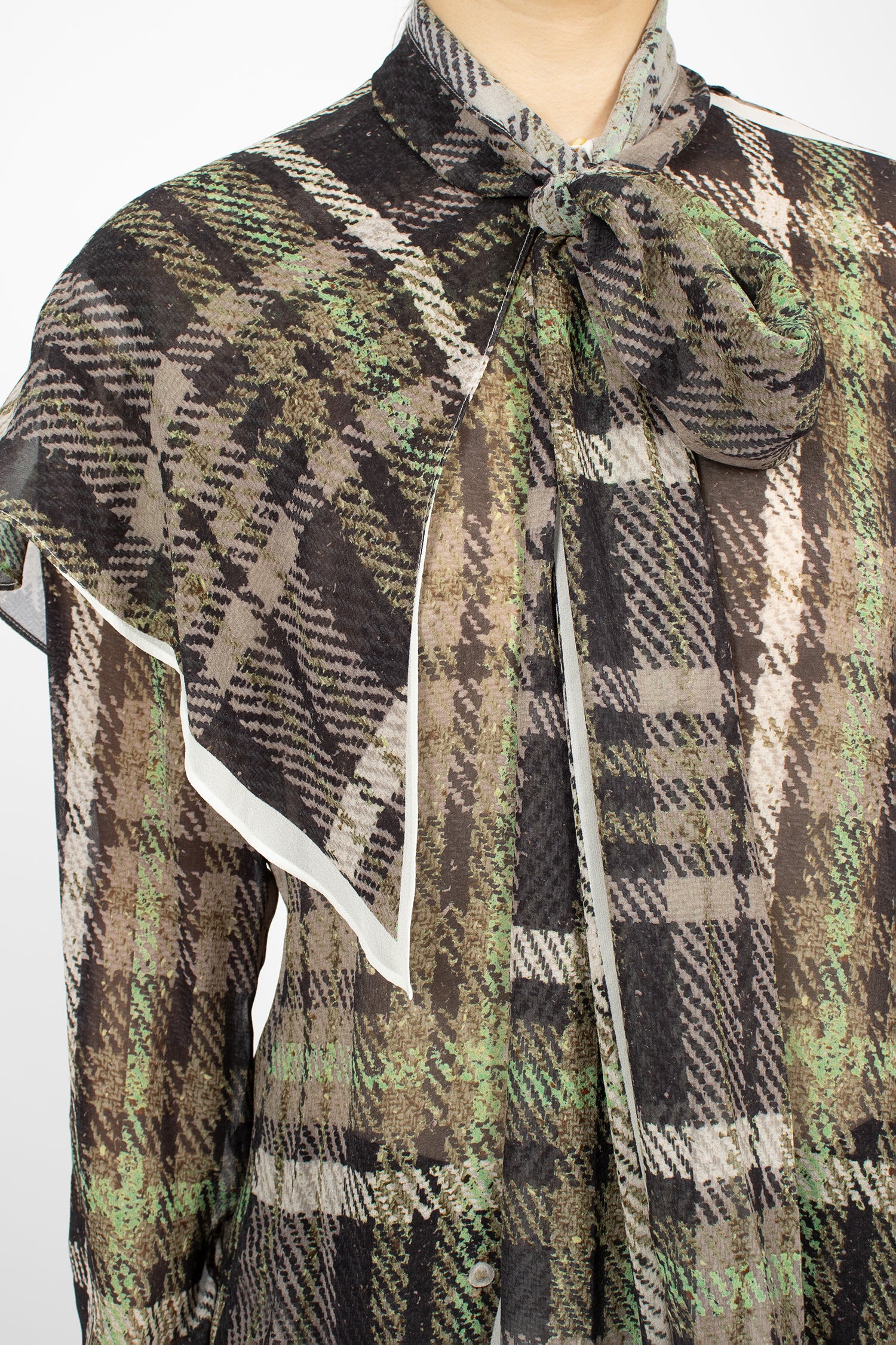 Printed Silk Blouse Green/Grey