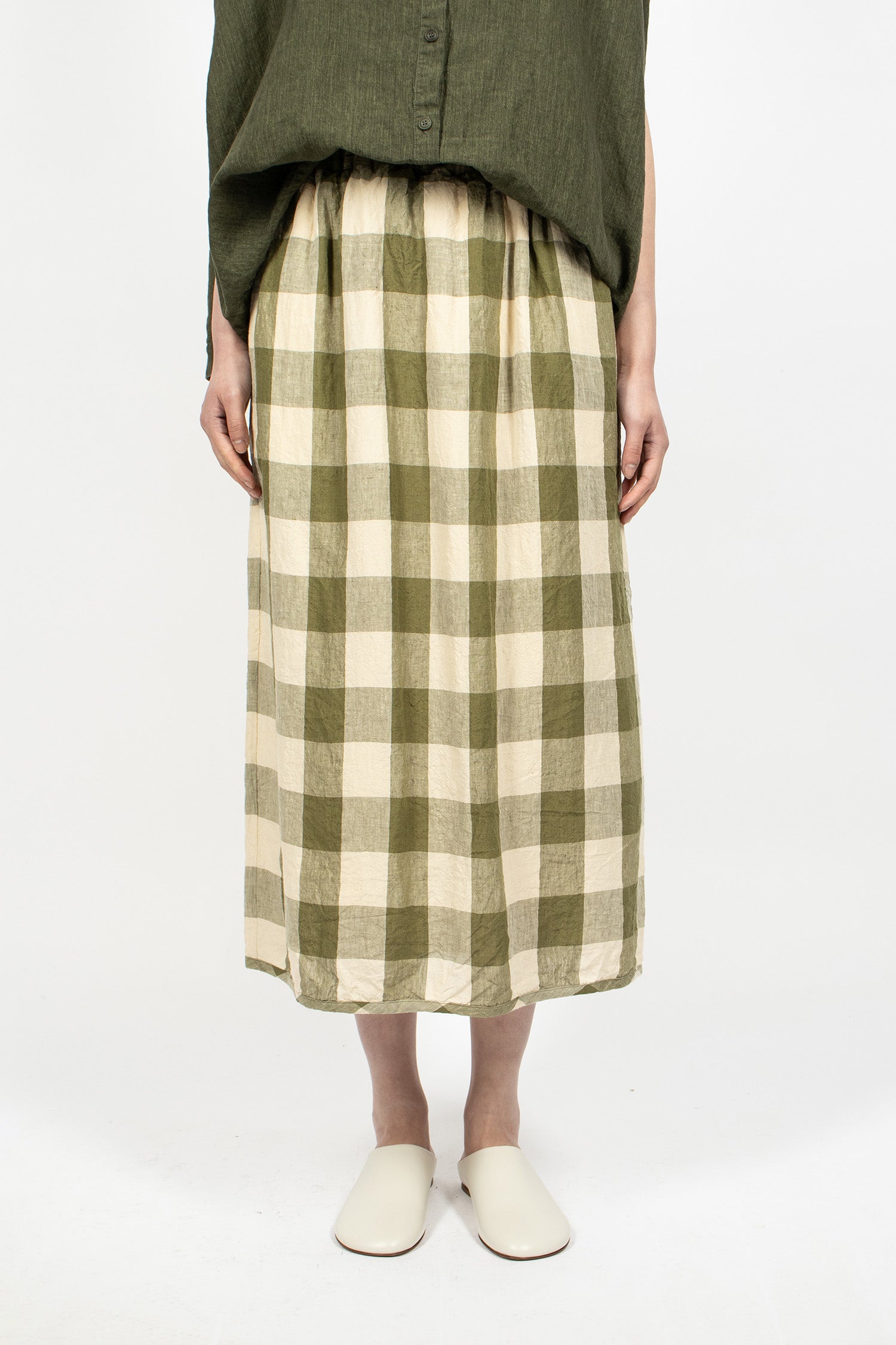 Orsan Simple Skirt Green Check