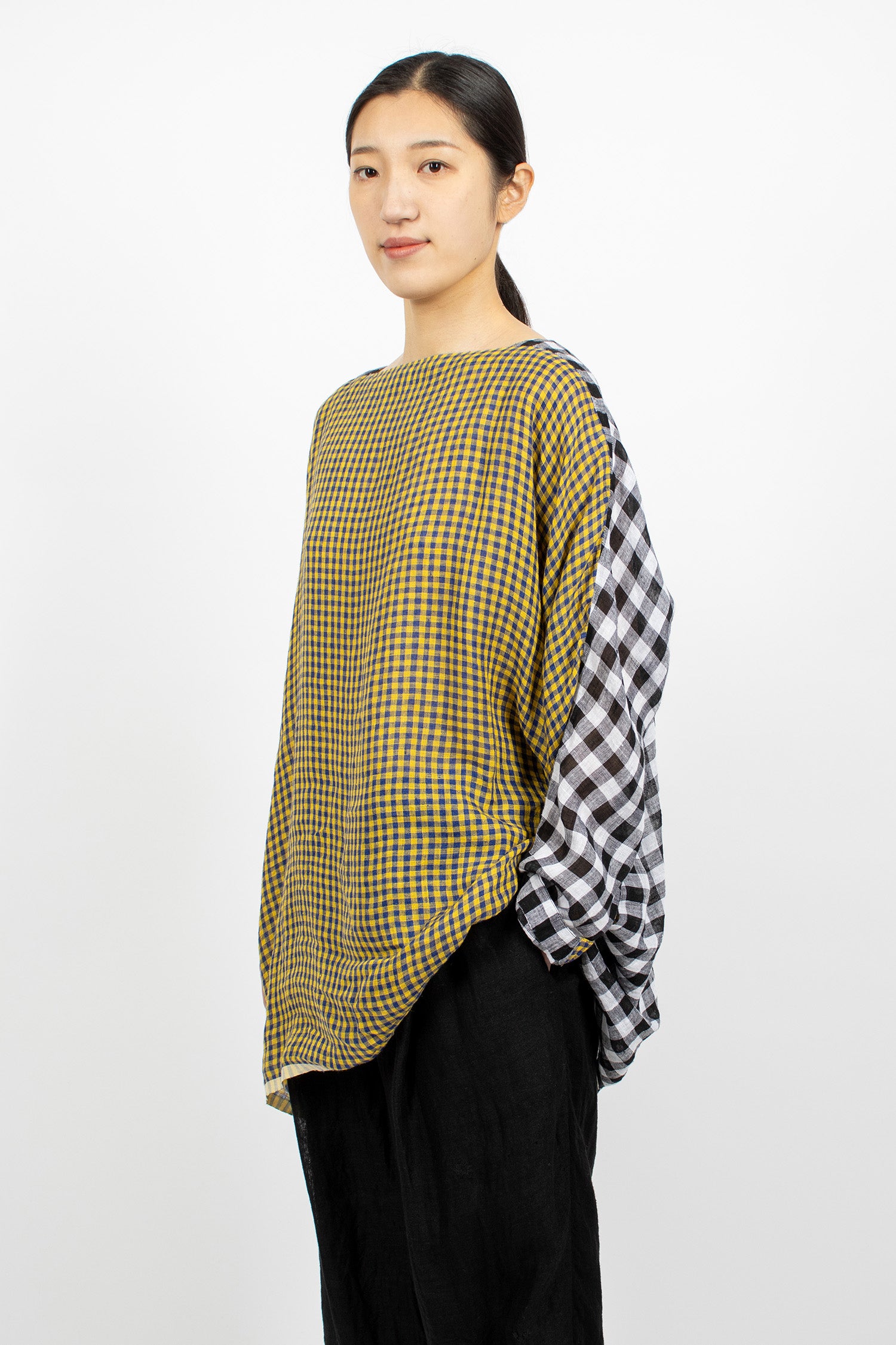Two Tone Boatneck Tunic Check