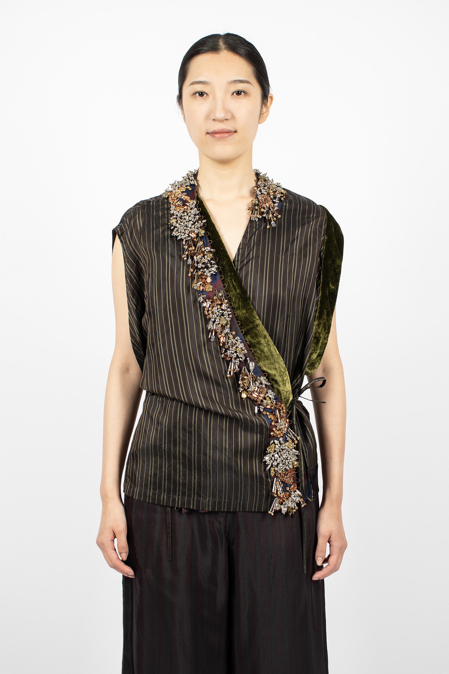 Asymmetrical Wrap Shirt Brown