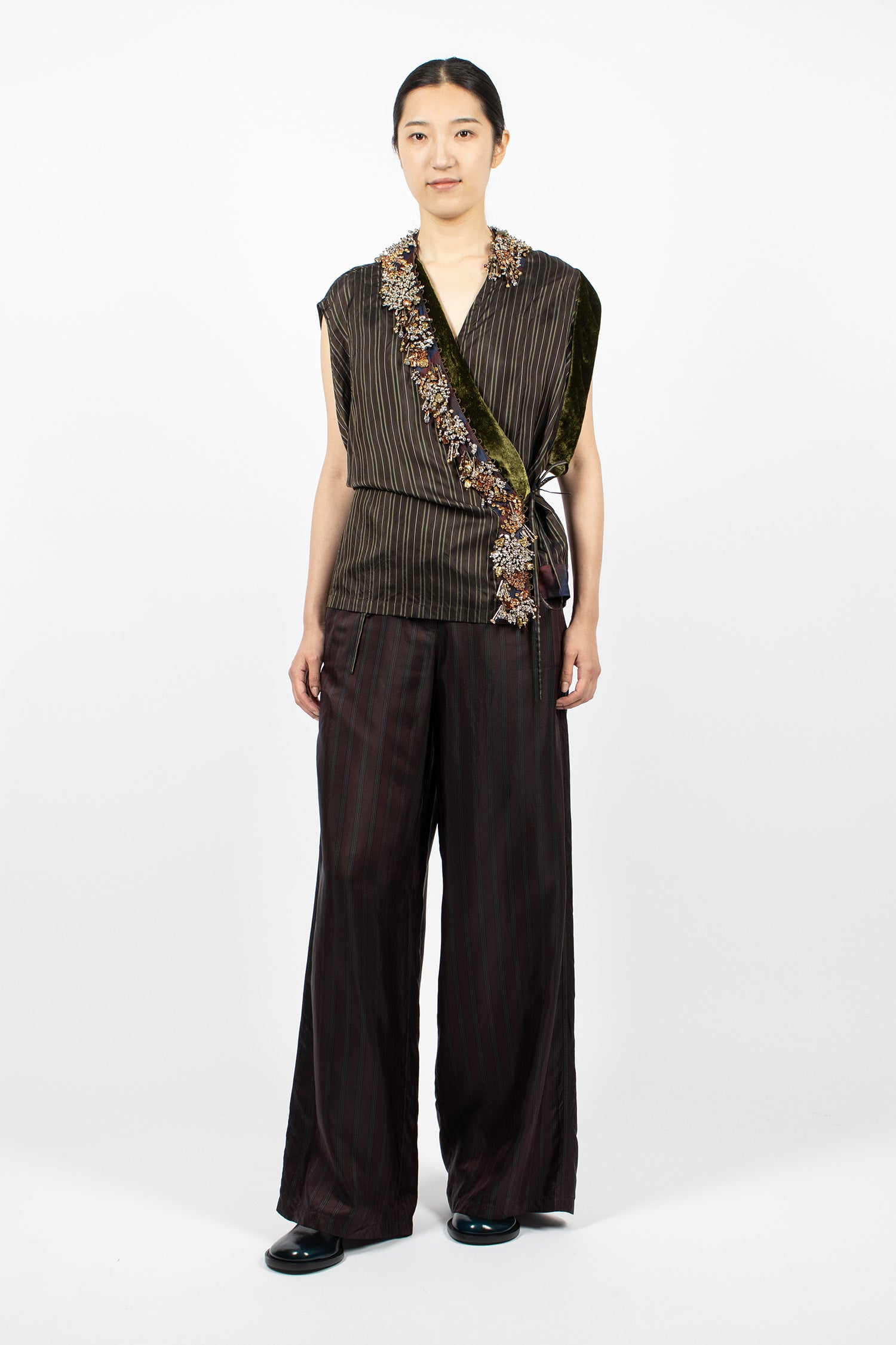 Asymmetrical Wrap Shirt Brown