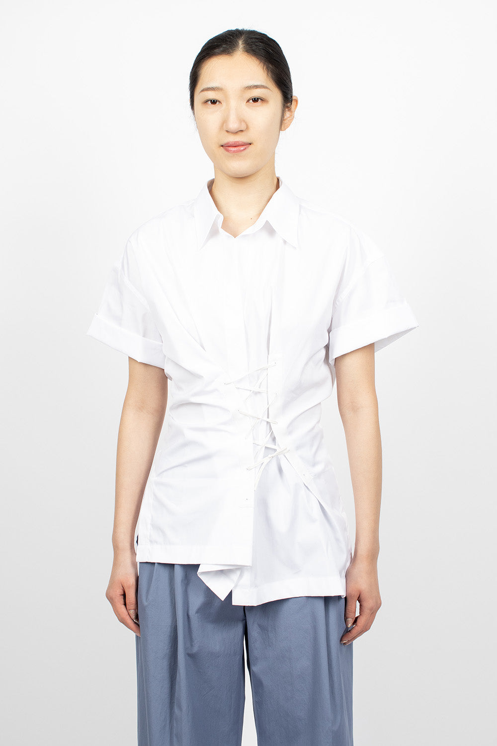 Draped Lace Shirt White