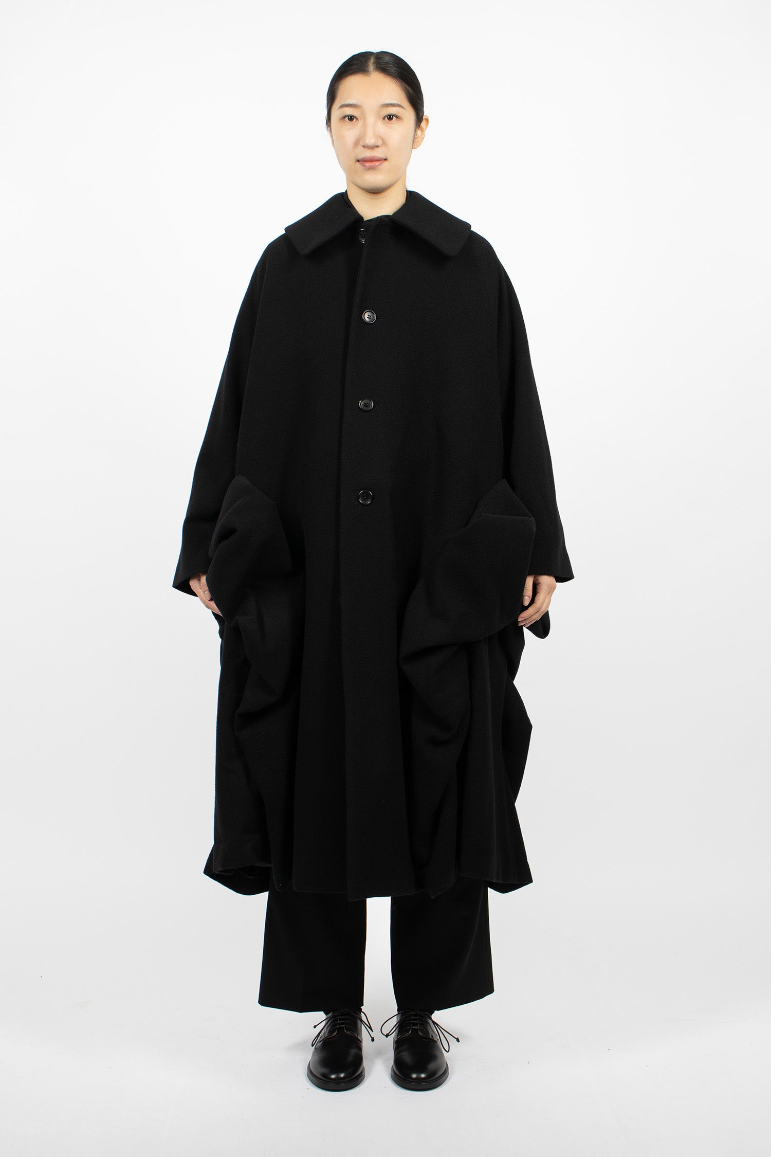 Bow Wool Coat Black