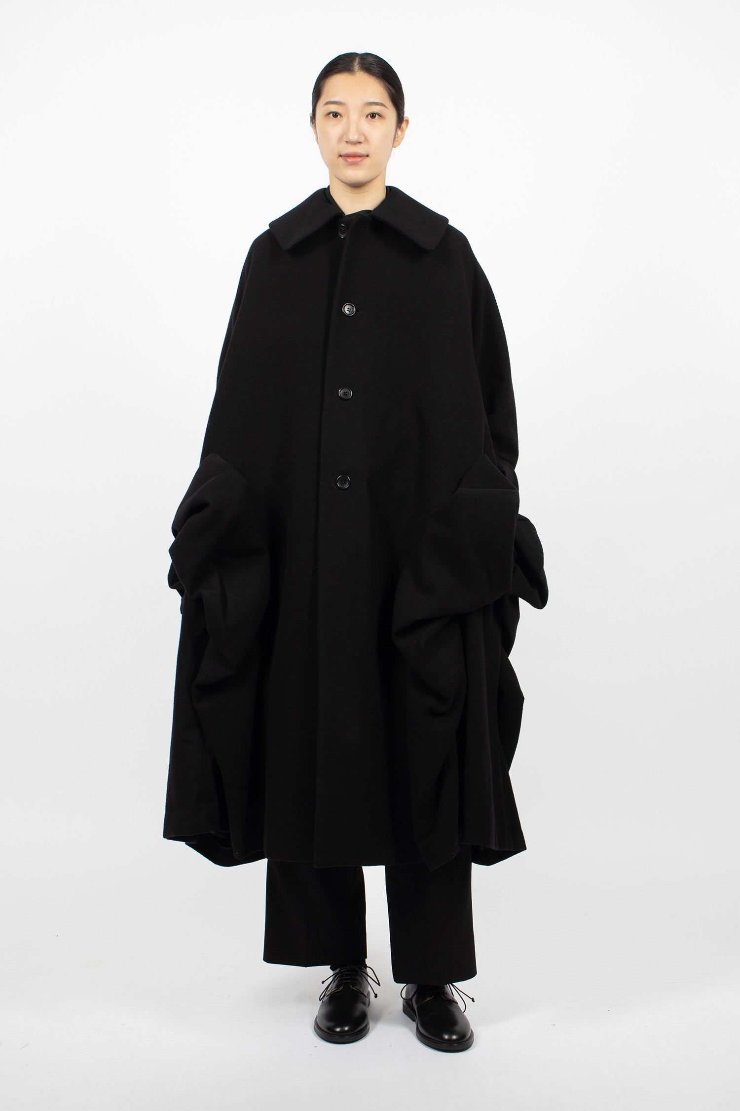 Bow Wool Coat Black
