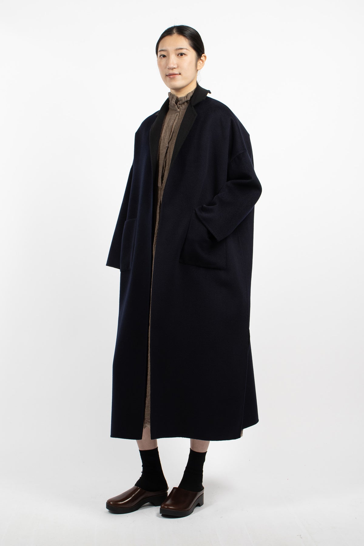 Gladiolus Reversible Long Coat Navy/Black