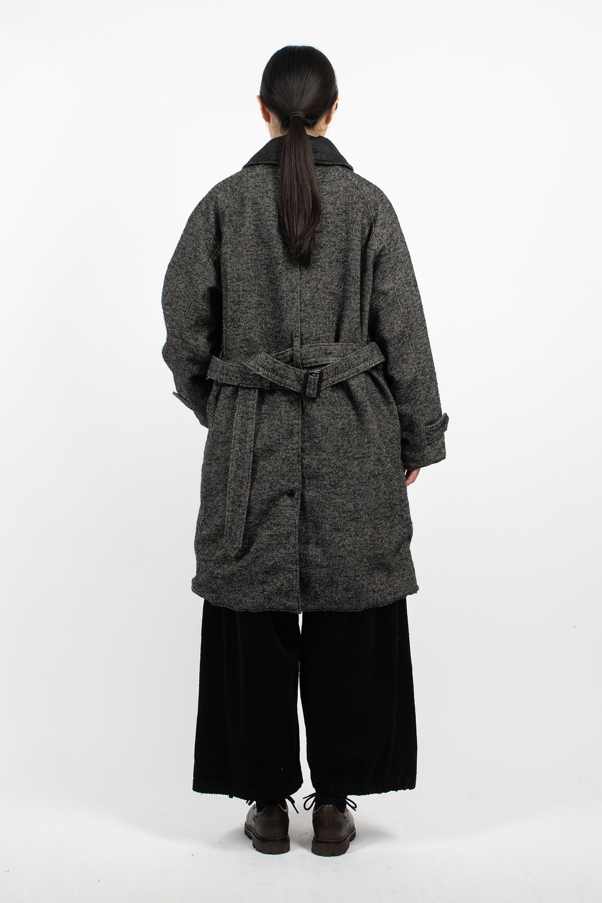 Shawl Collar Reversible Coat Charcoal/Black
