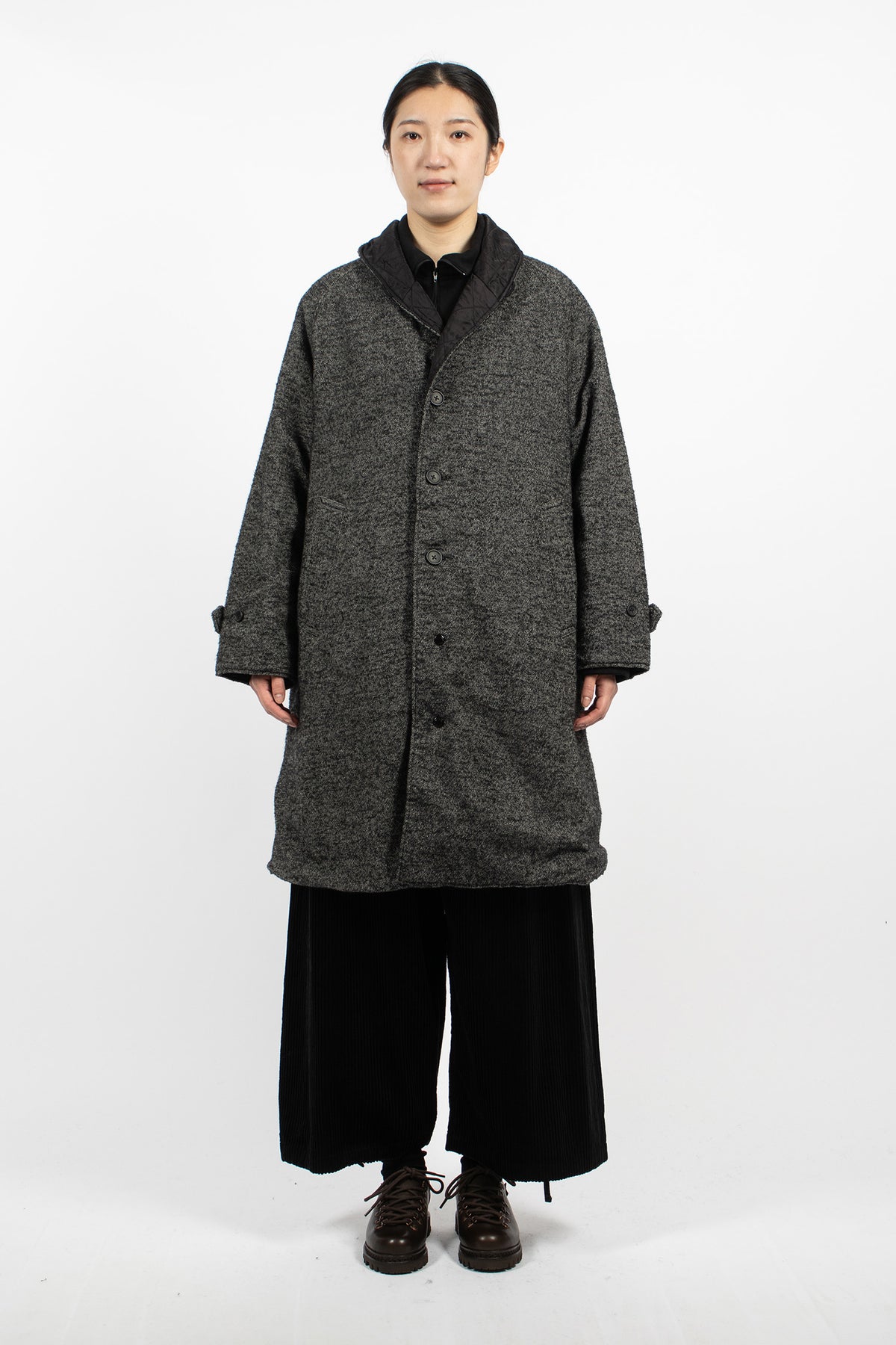 Shawl Collar Reversible Coat Charcoal/Black