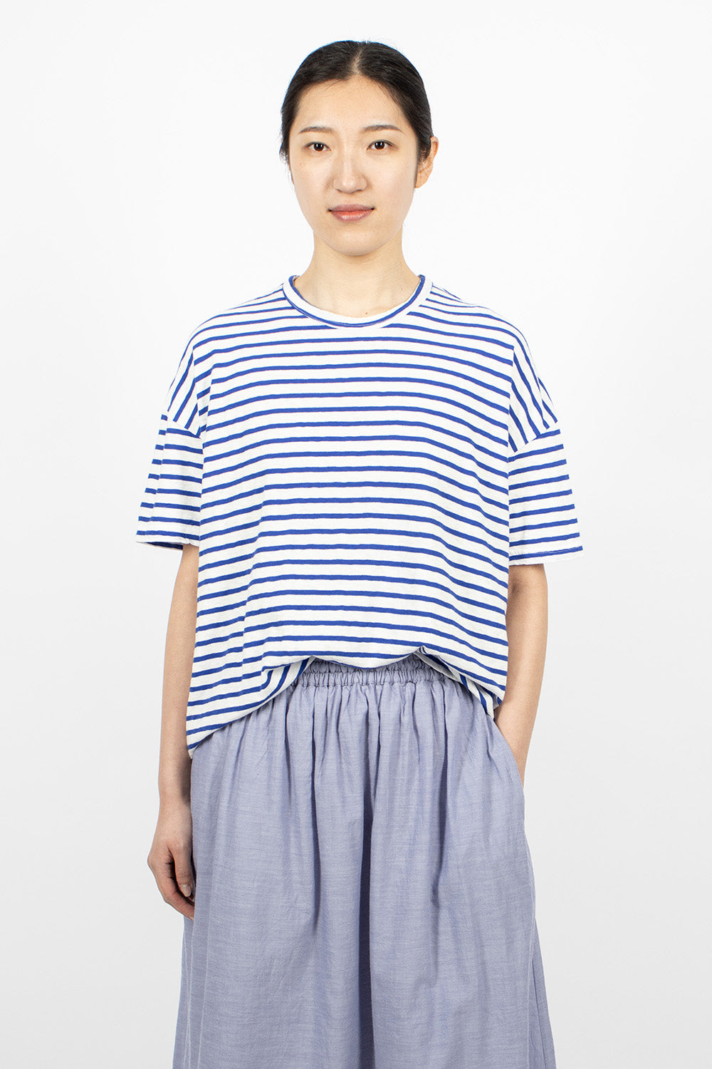 Knit Stripe T-Shirt White/Royal