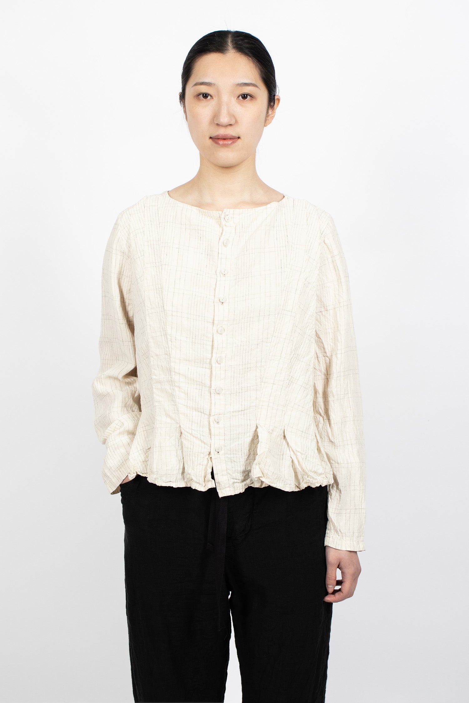 Hb Linen Blouse Silver Check