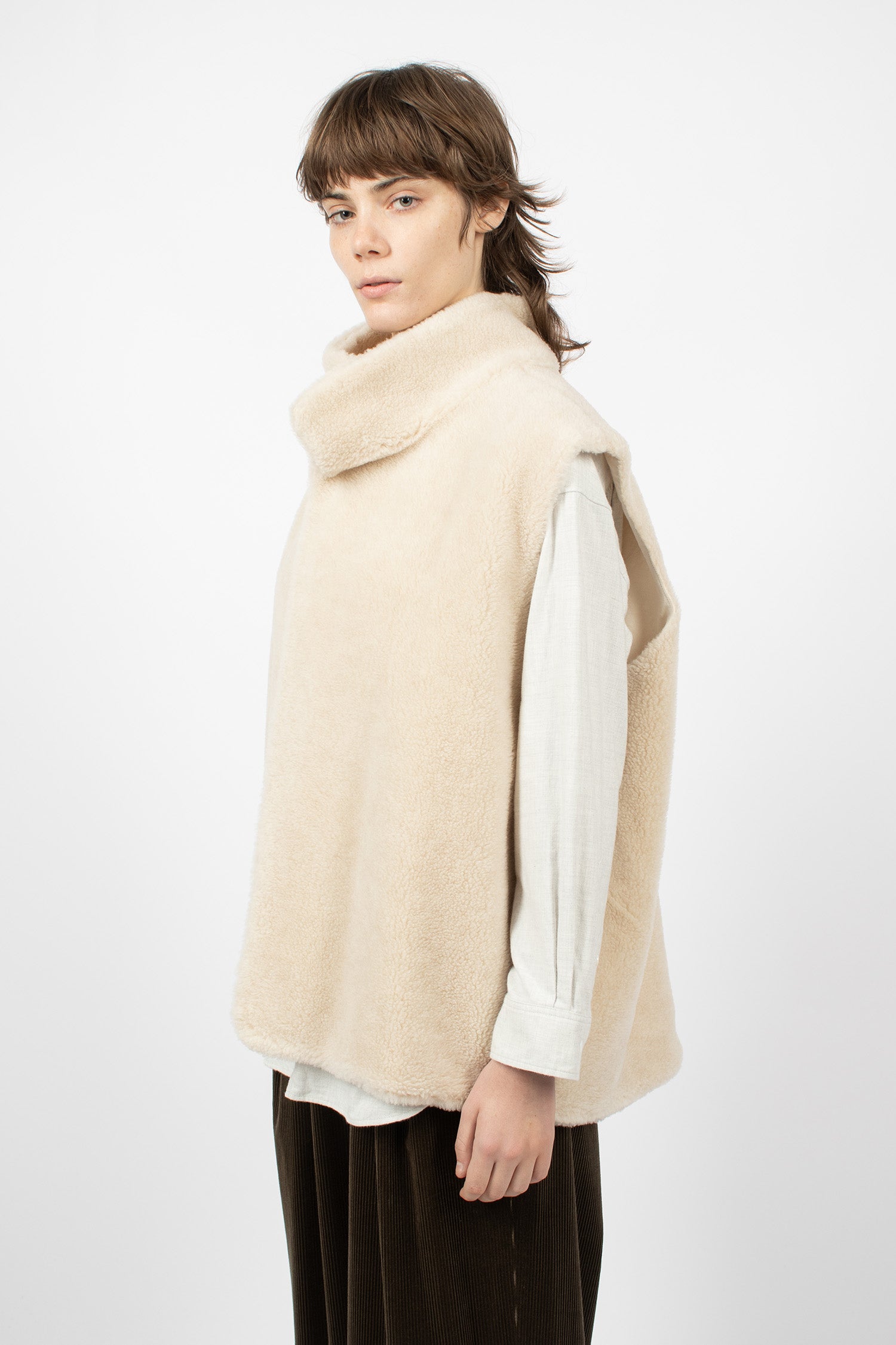 High Neck Over Vest Oatmeal