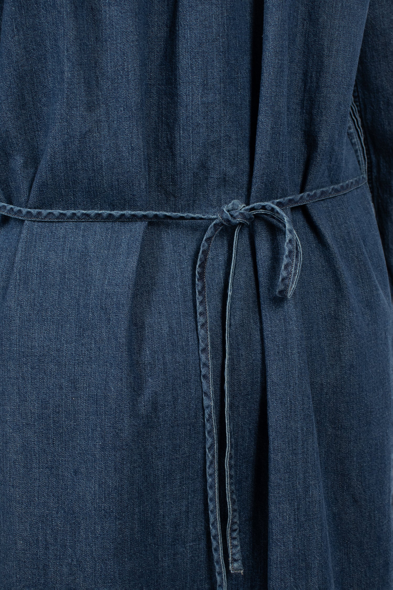 Pintuck Denim Shirt Dress Indigo